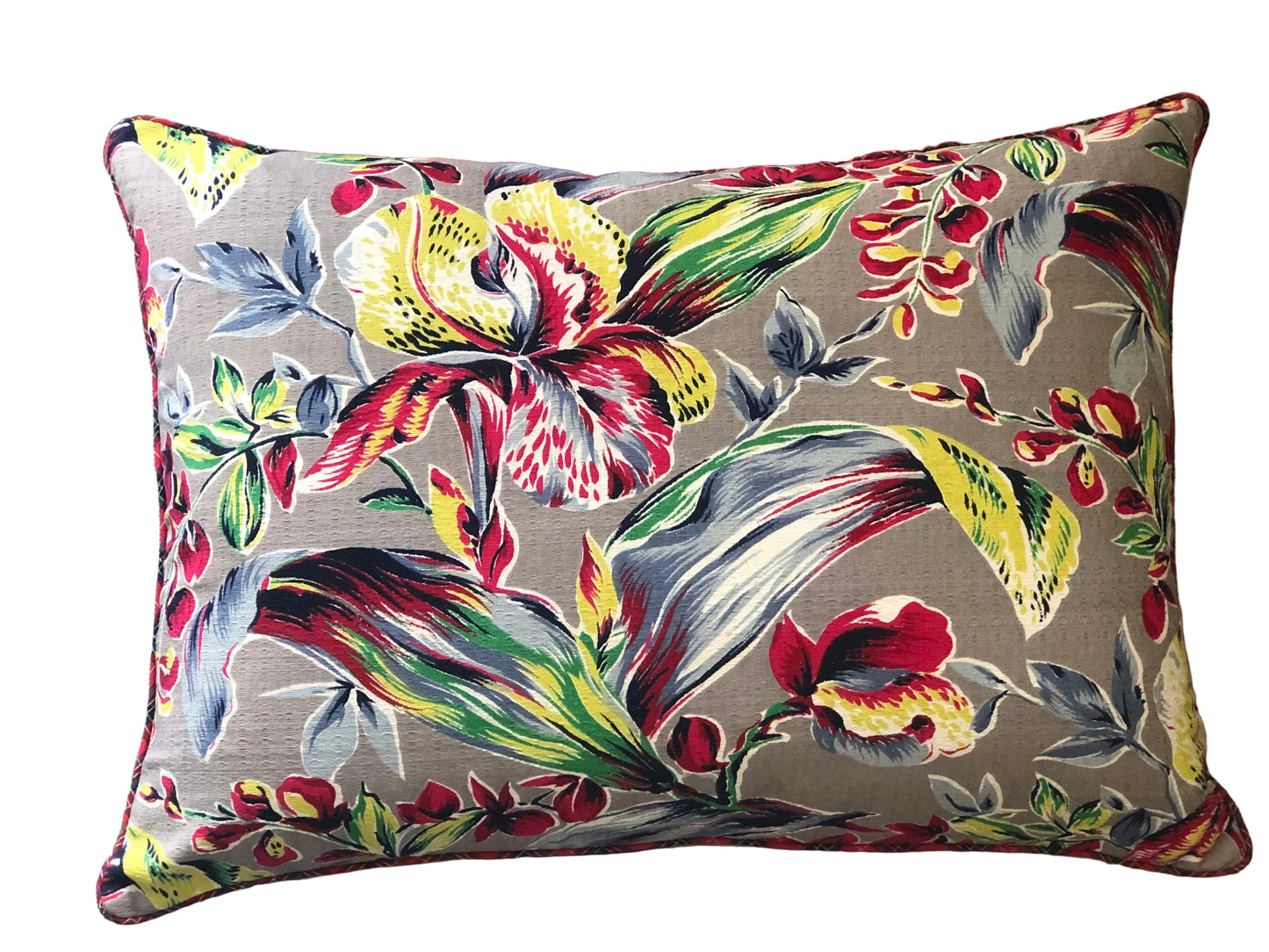vintage barkcloth tropical cushion