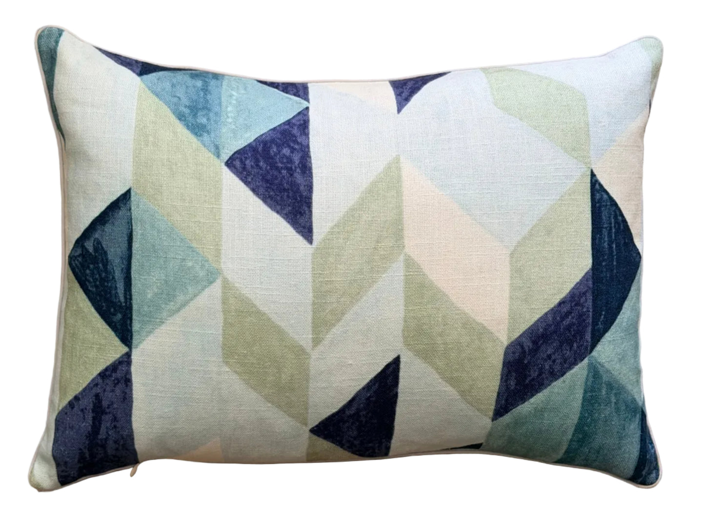 blue chevron lumbar cushion