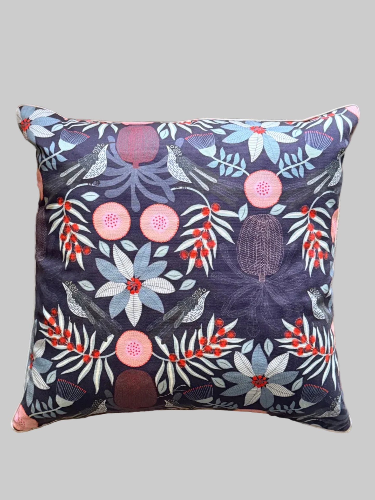 banksia and wattle bird cushion