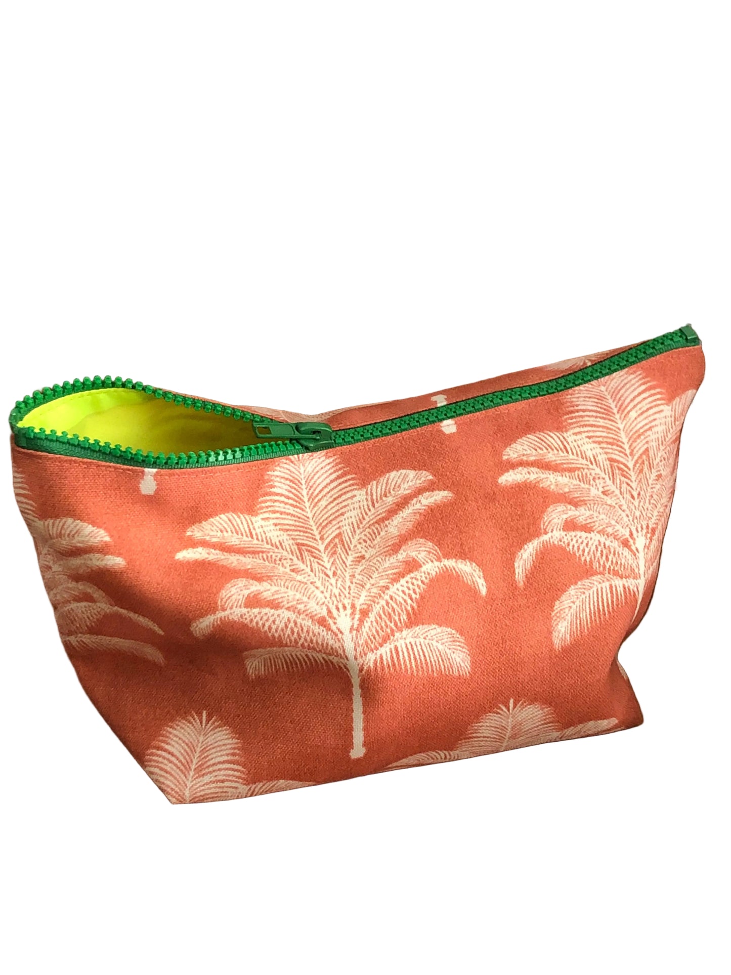 coral palm tree makeup bag