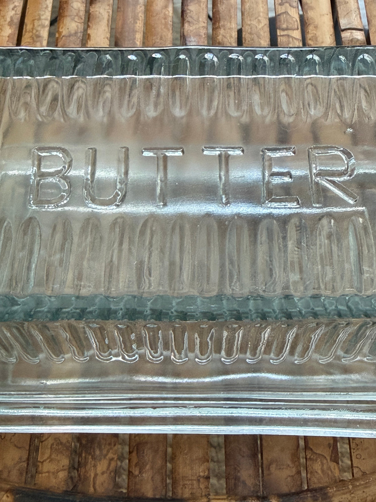 vintage pressed glass butter dish