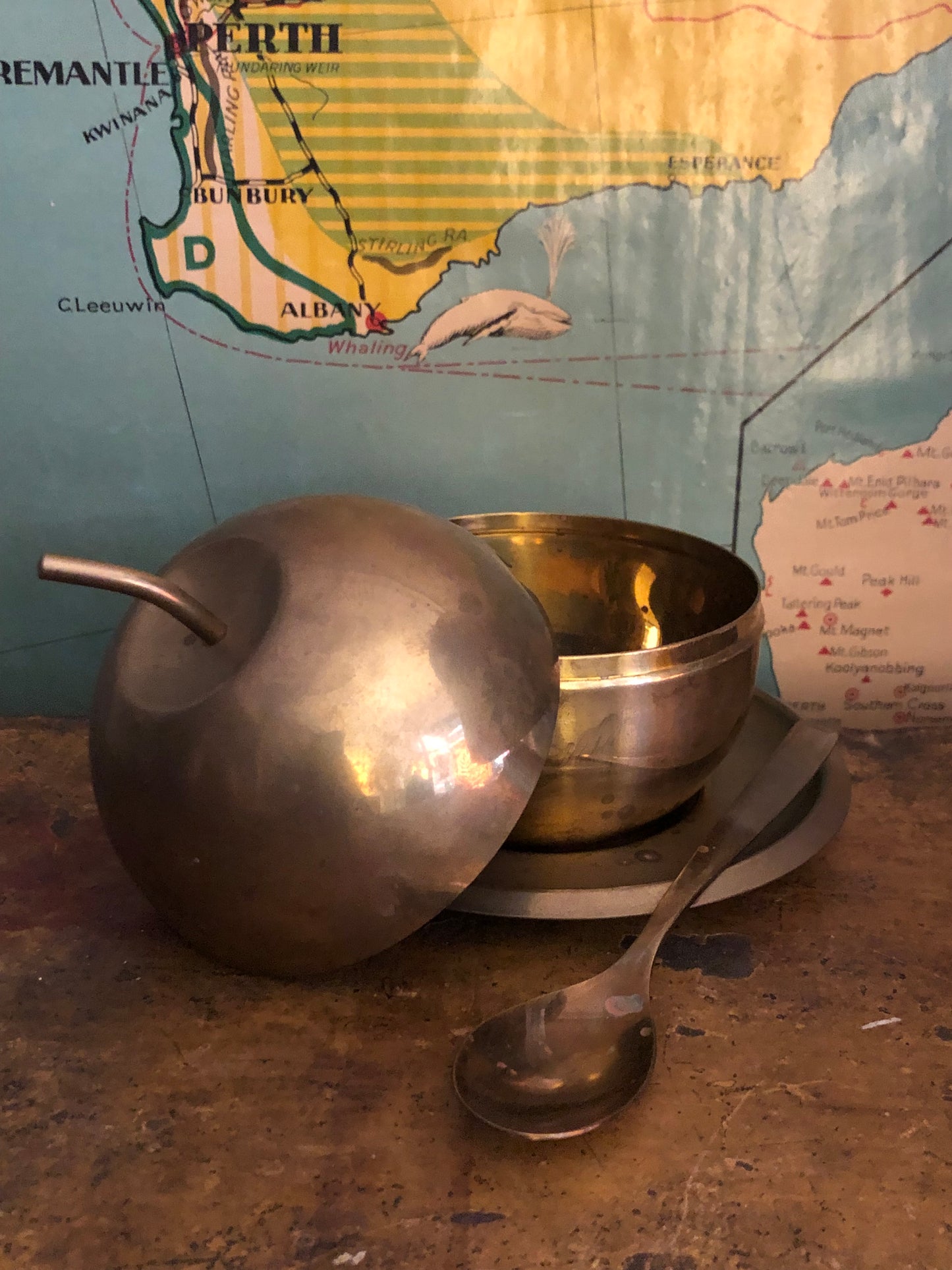 Vintage brass sugar bowl x
