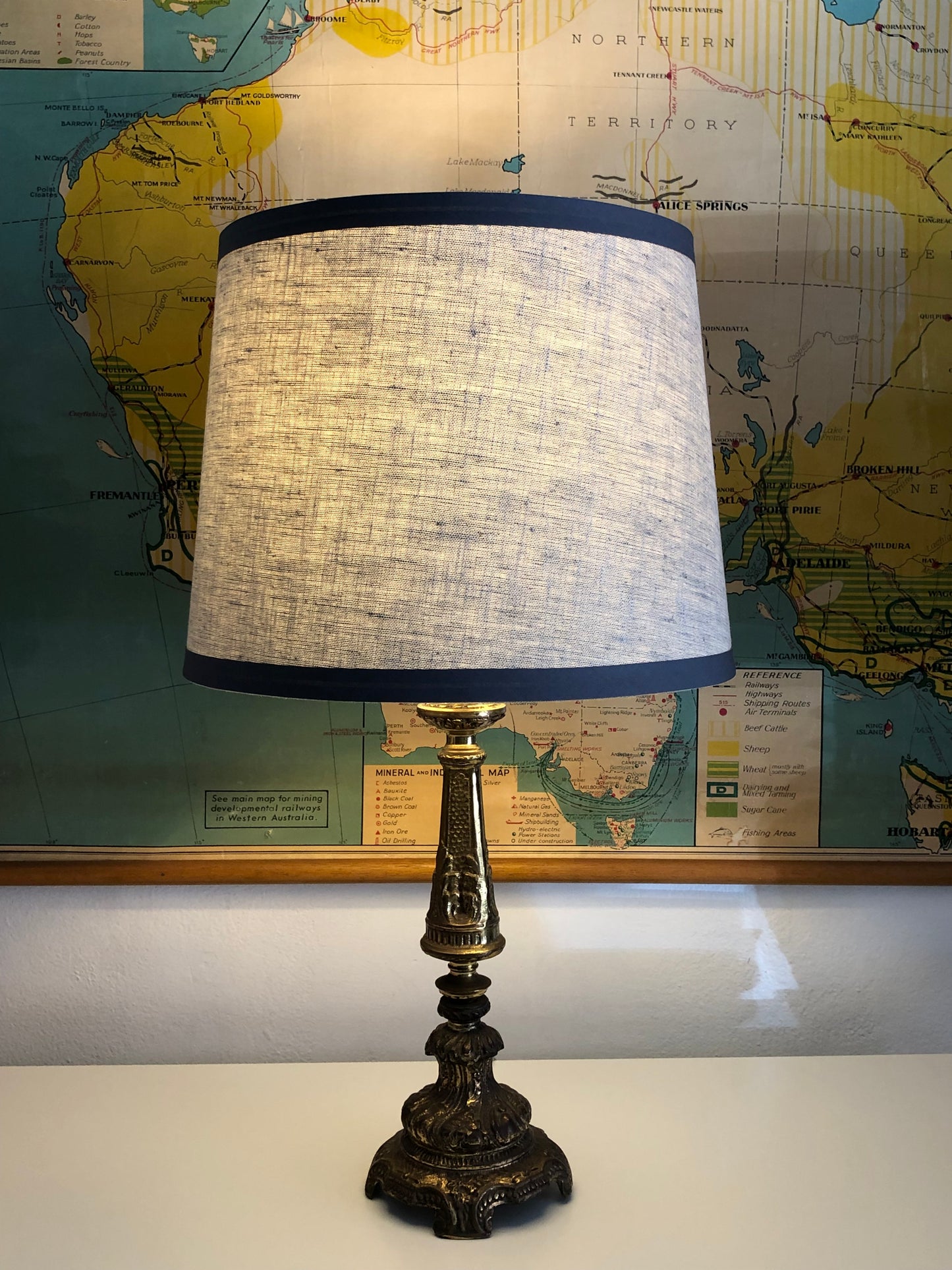 empire linen lampshade charcoal trim