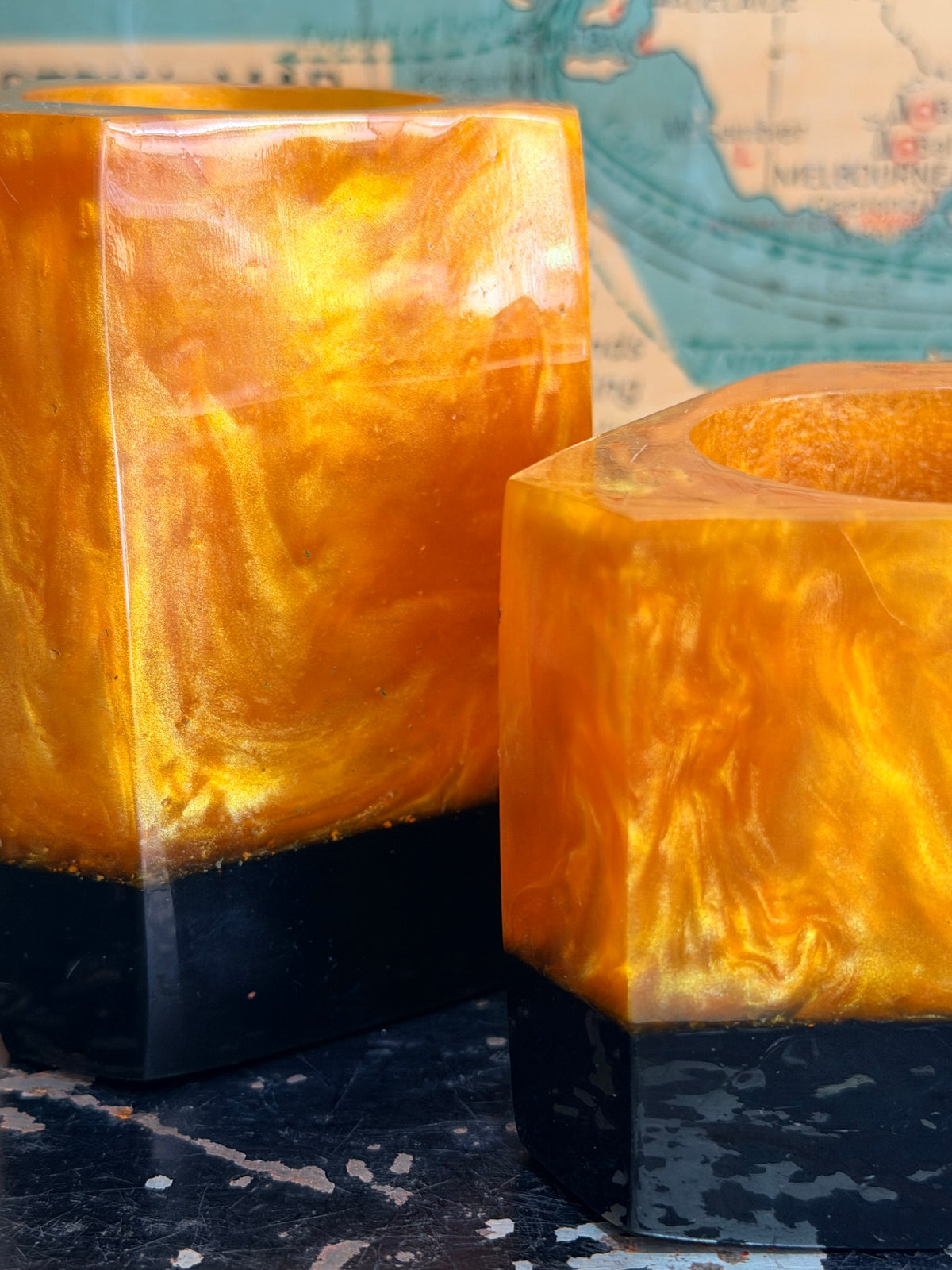 Art Deco Bakelite Pen Holders | Orange & Black