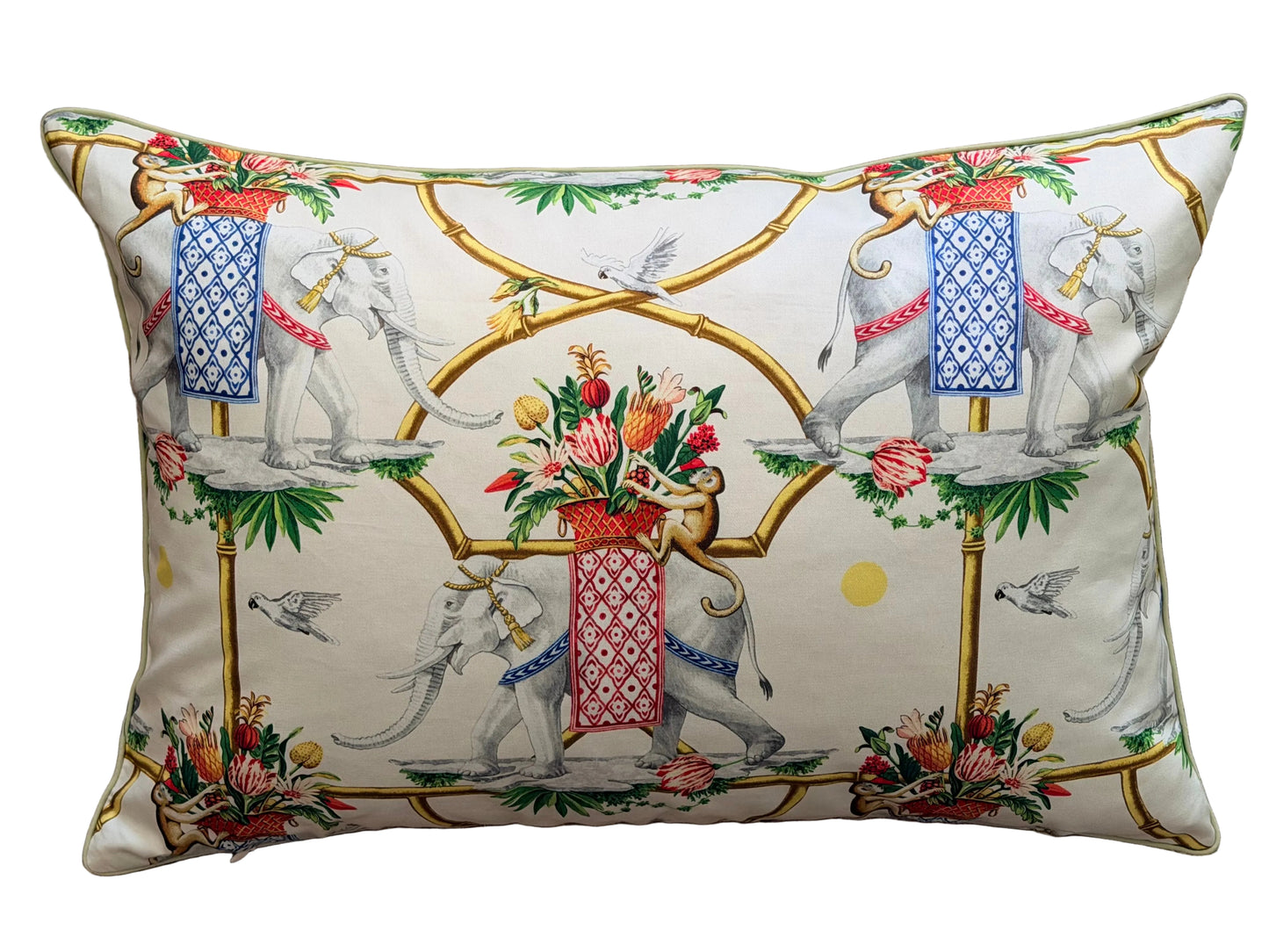 British raj elephant lumbar cushion