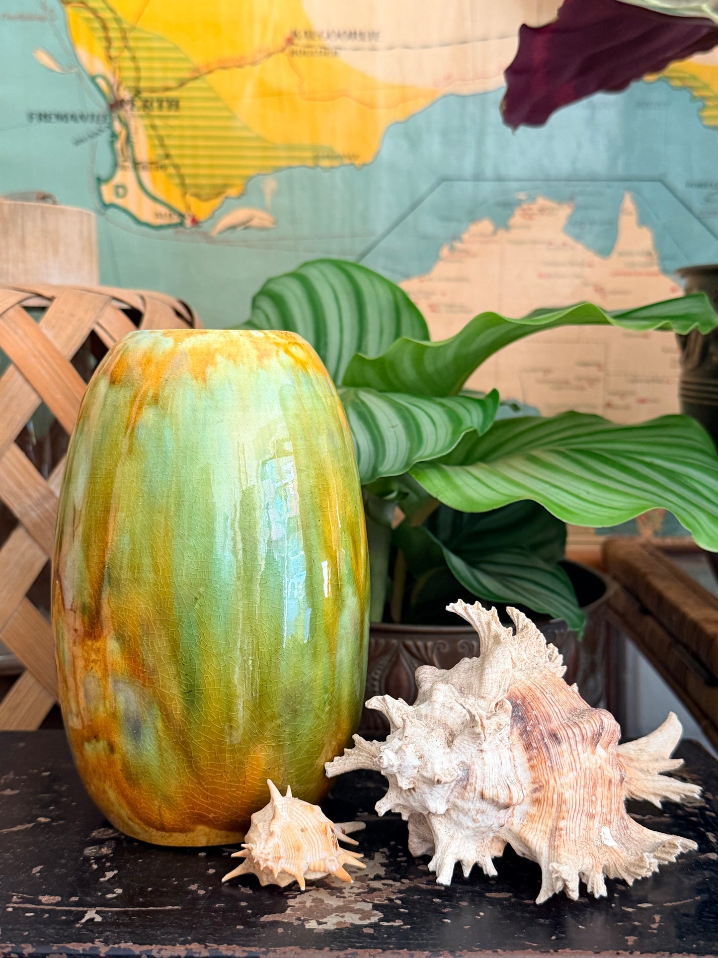 vintage 1930’s drip glaze vase