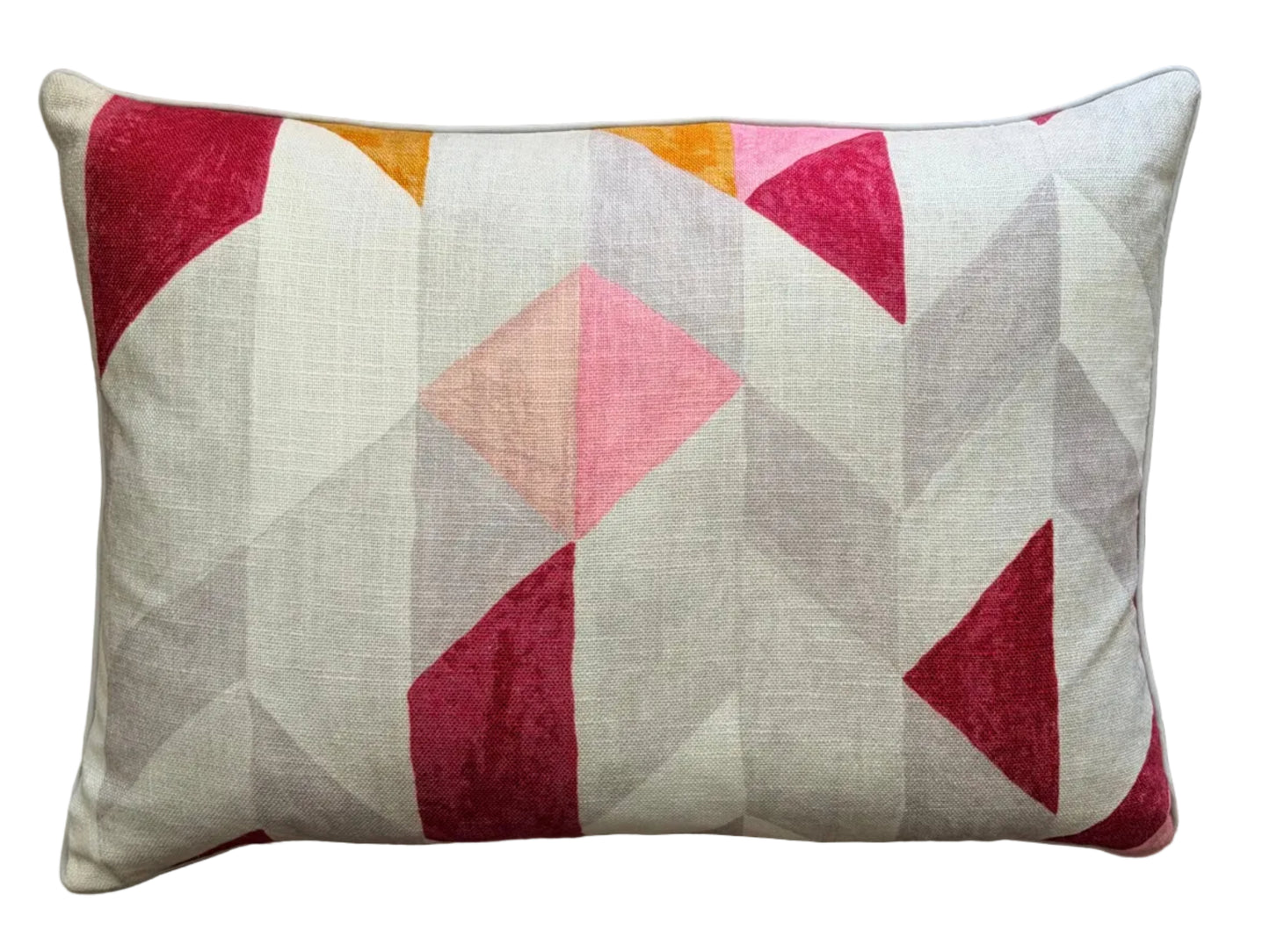 raspberry chevron lumbar cushion