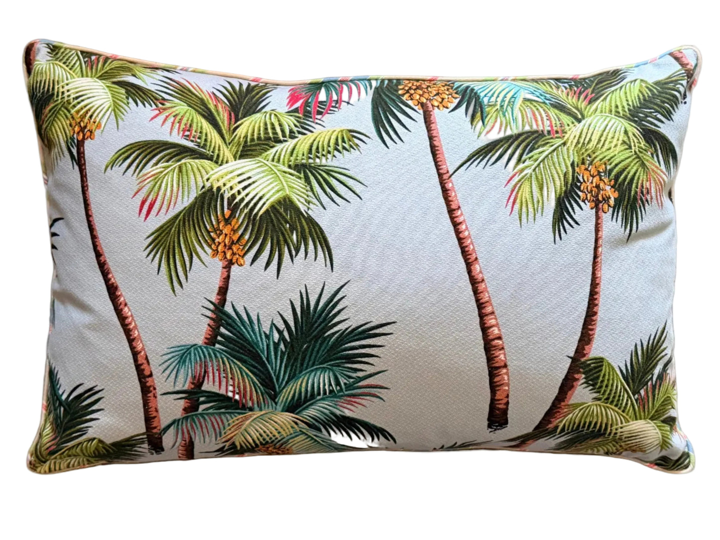 sky blue palm tree lumbar pillow
