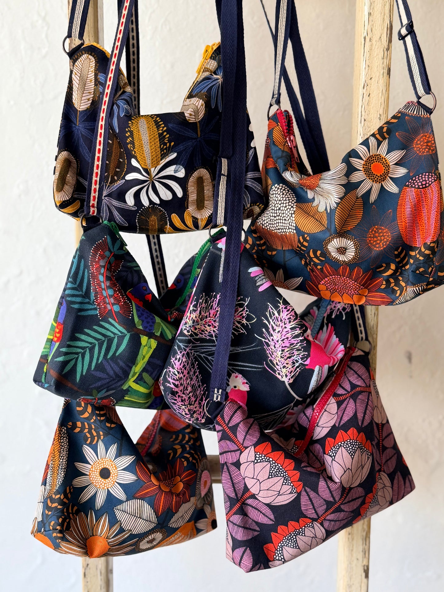 group australian native print crossody bags