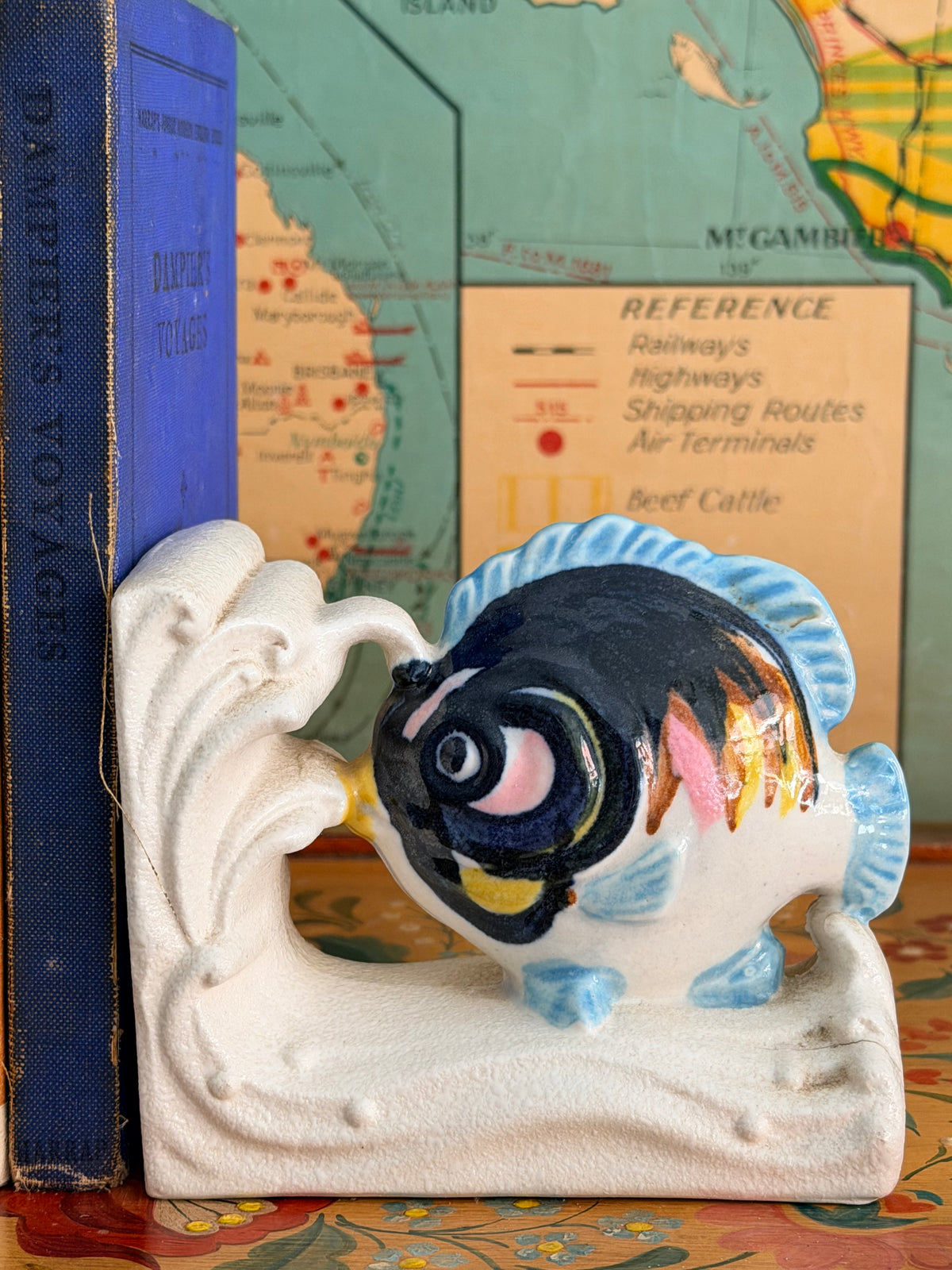 Retro ceramic fish bookends