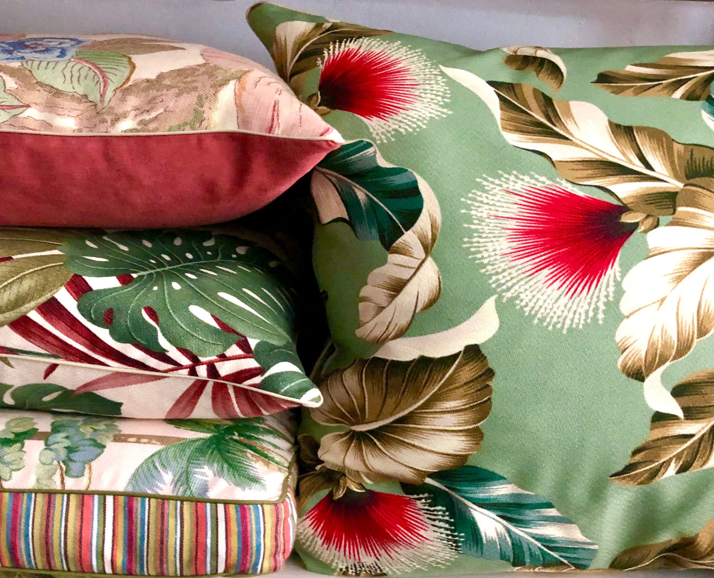 pacific bloom barkcloth cushion