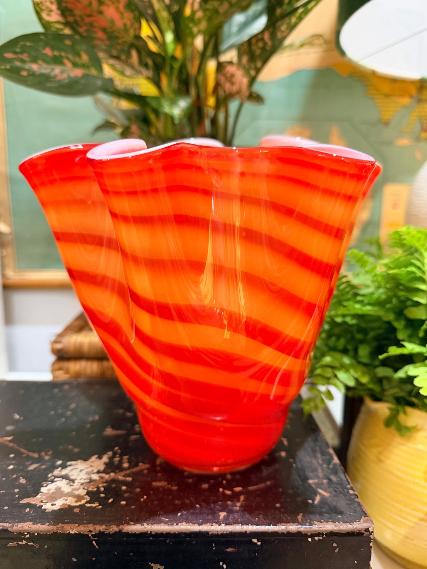 retro orange handkerchief vase