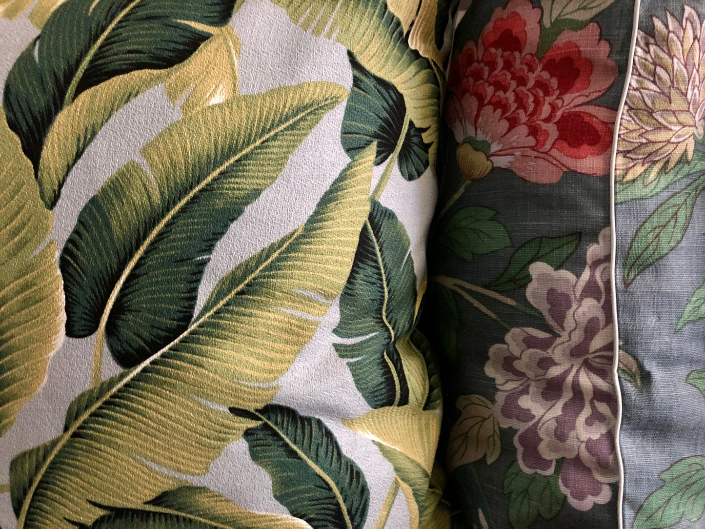 Silver banana leaf cushion