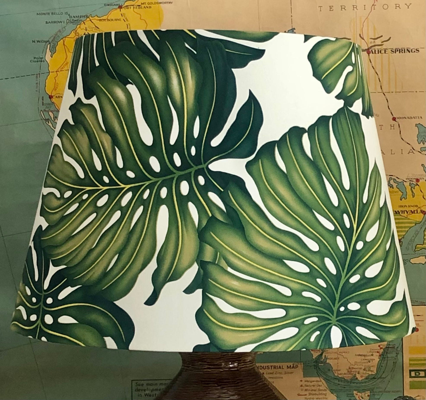 tropical tapered monstera leaf lampshade