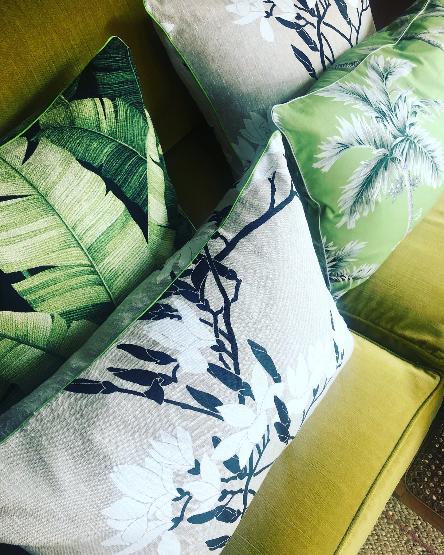 black magnolia cushions