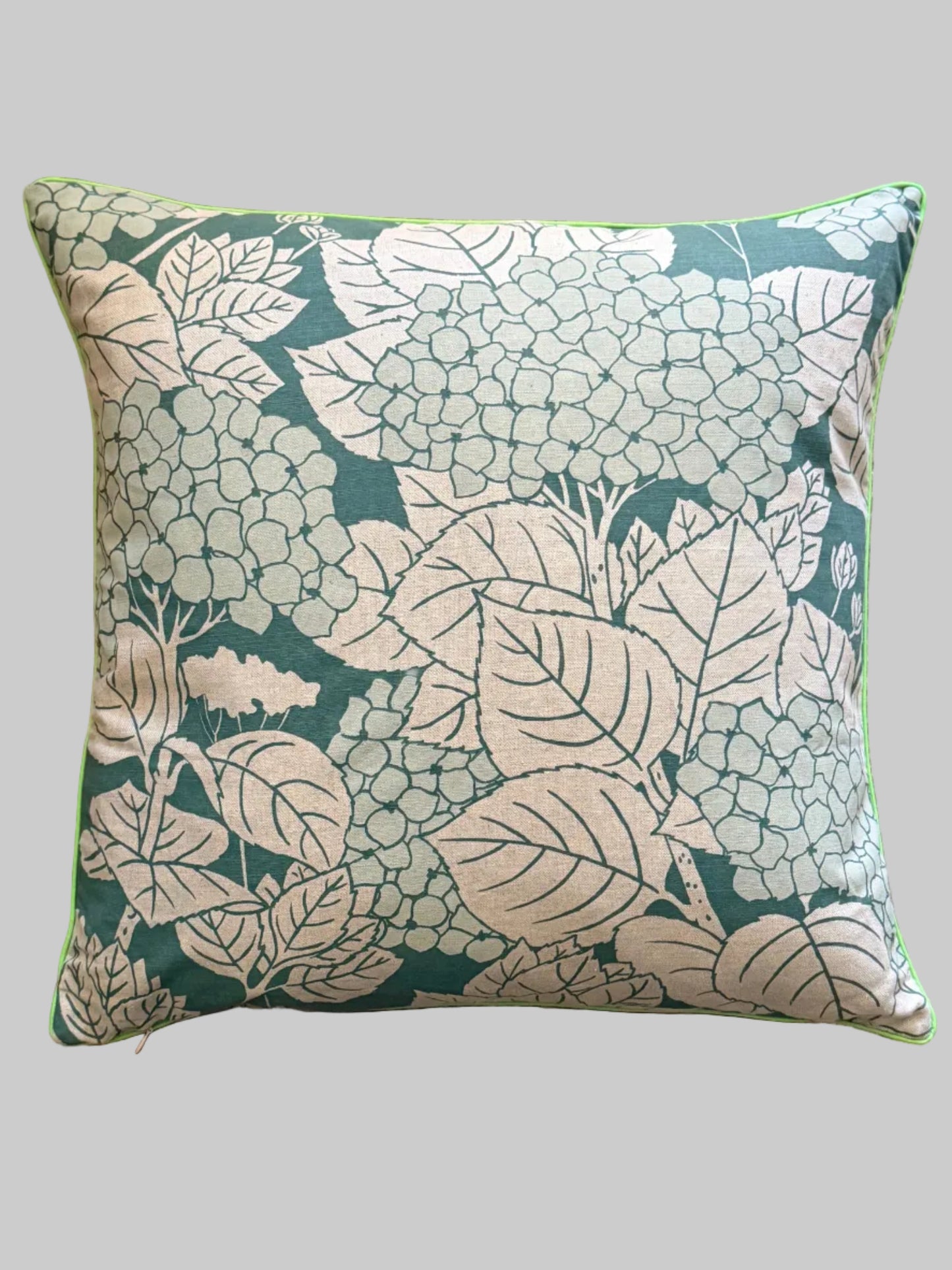 handprinted sage hydrangea  cushions