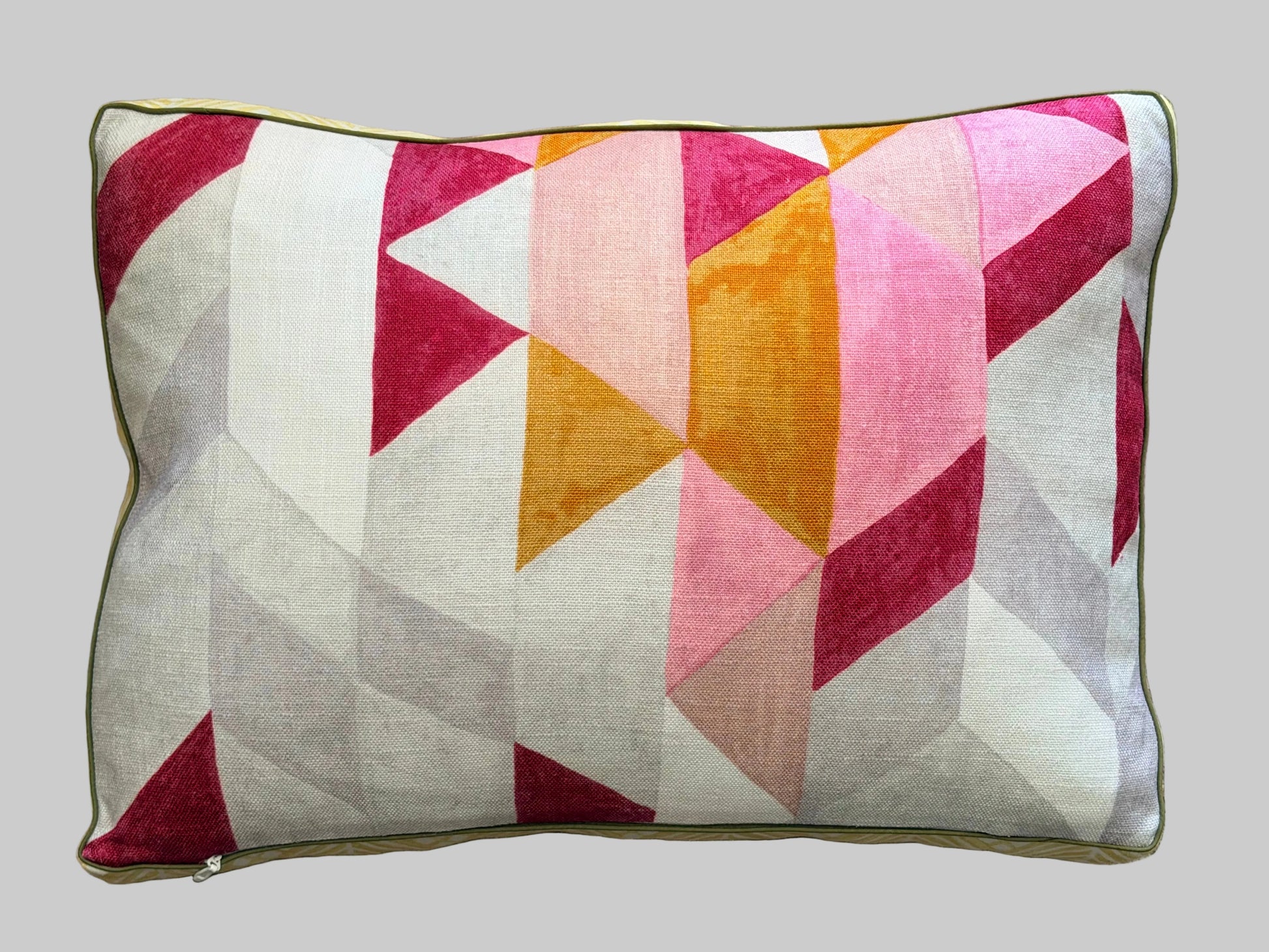 raspberry chevron walled cushion