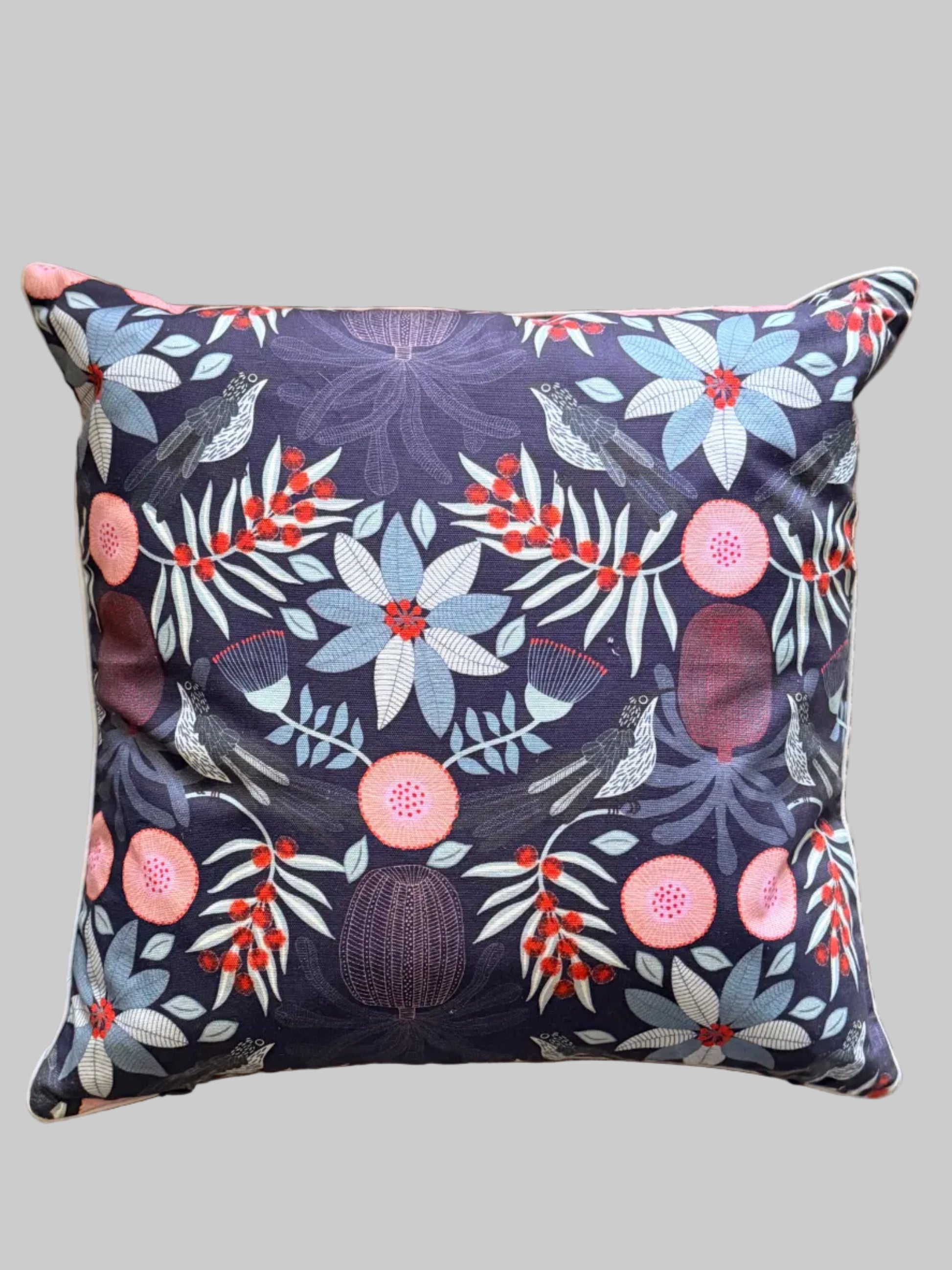 banksia and wattle bird cushion