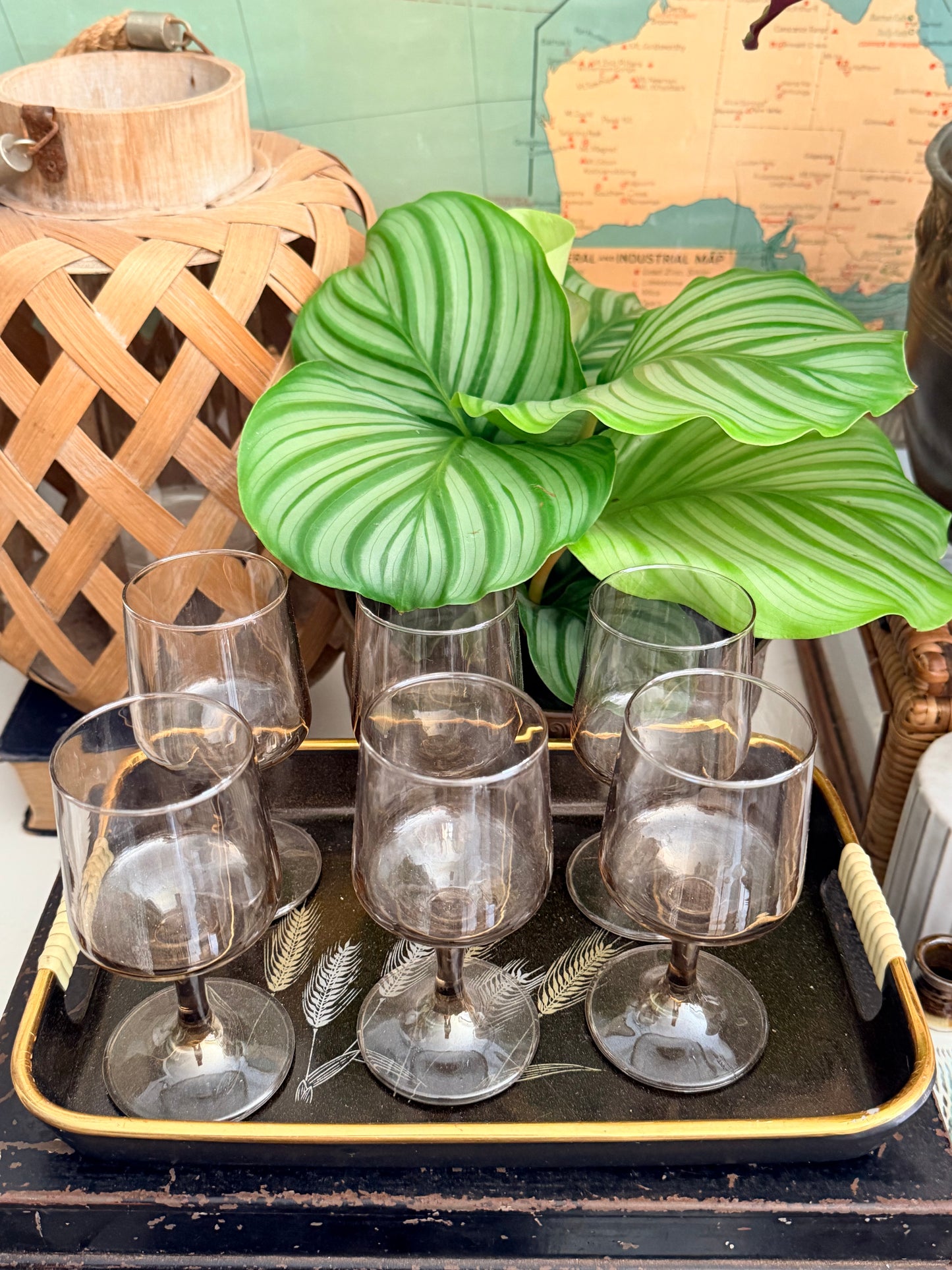 retro set pearlised glasses