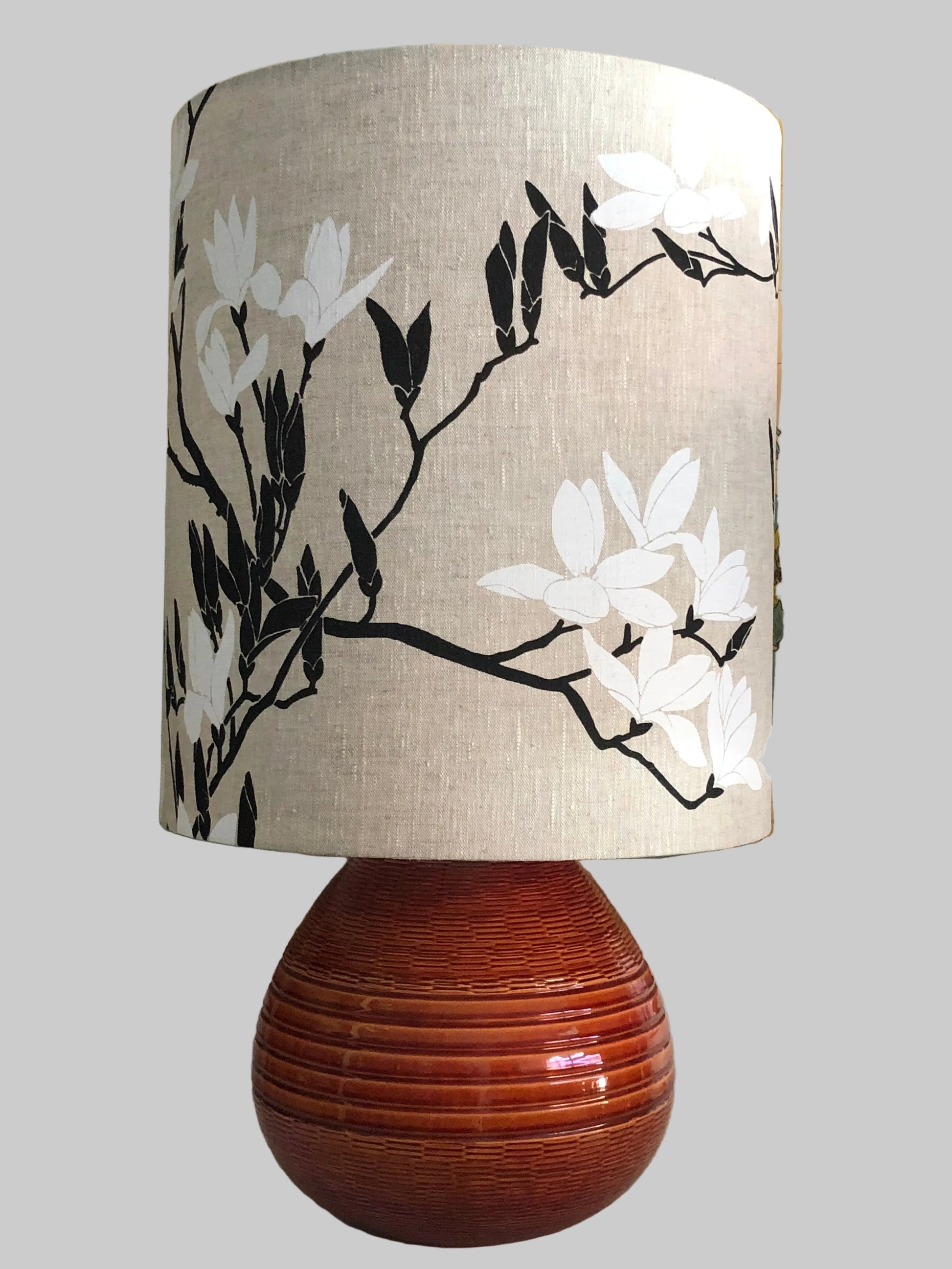 handprinted magnolia lampshade