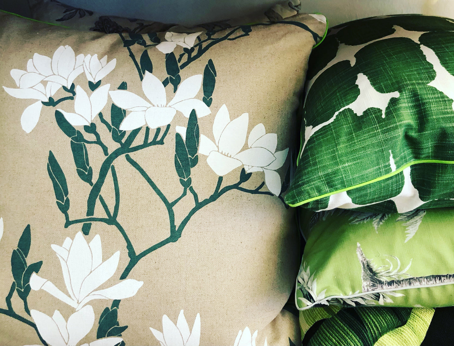 sage magnolia cushions