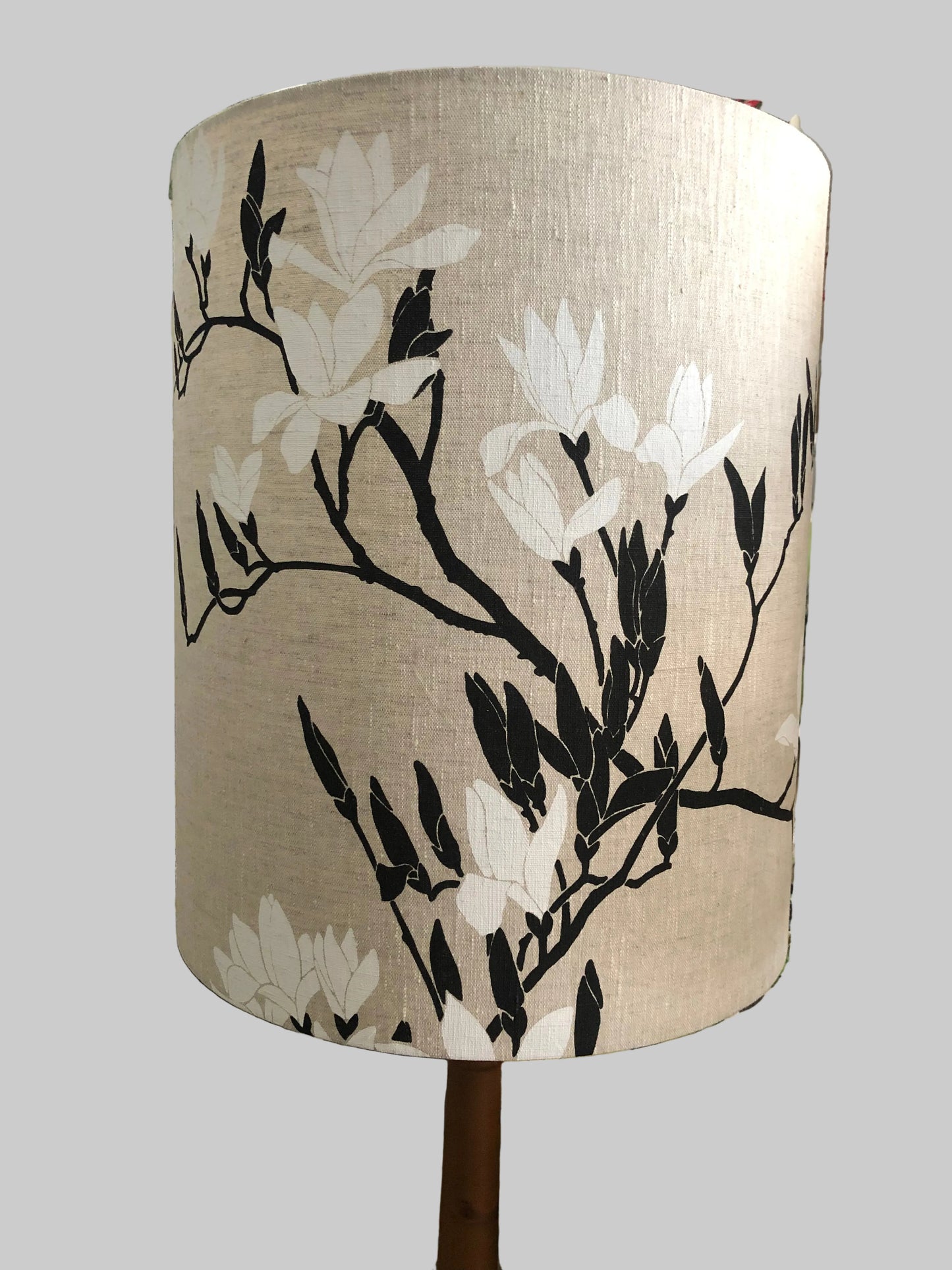 handprinted  linen magnolia lampshade