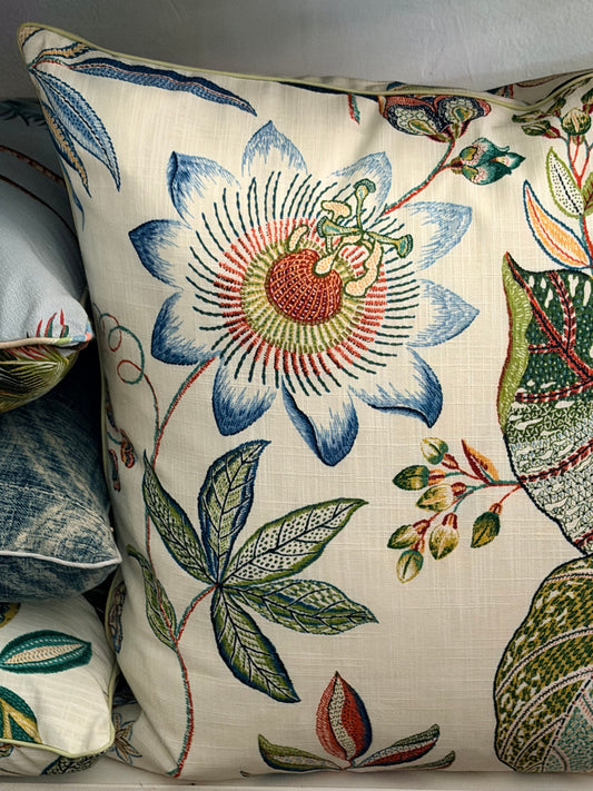 Embroidered garden cushion