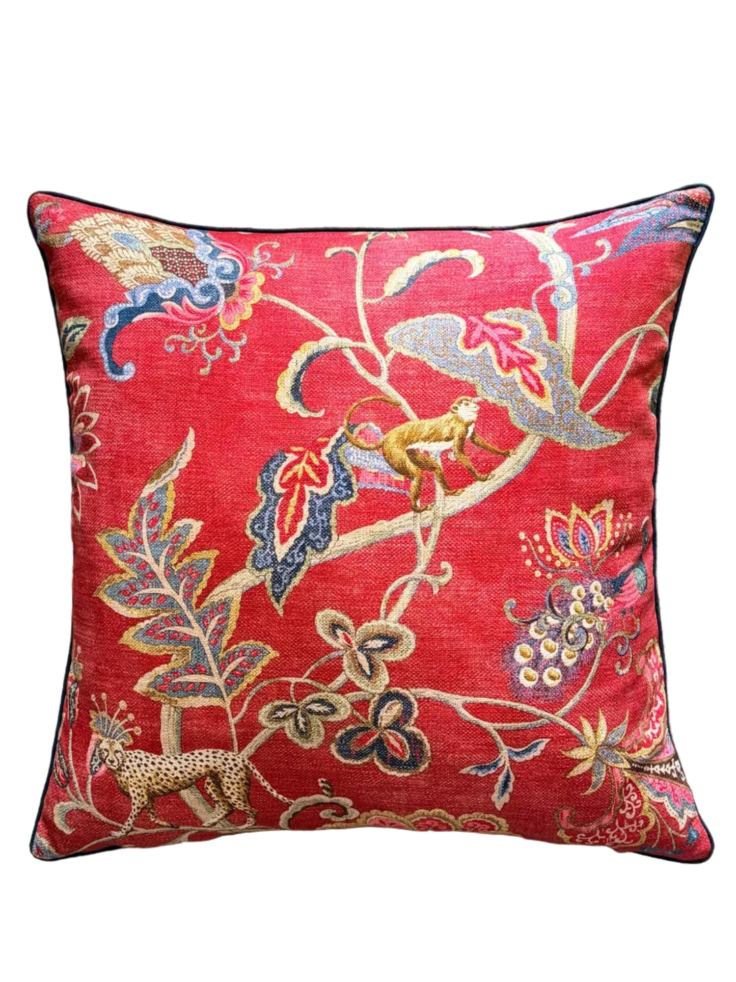 raspberry exotic monkey cushion