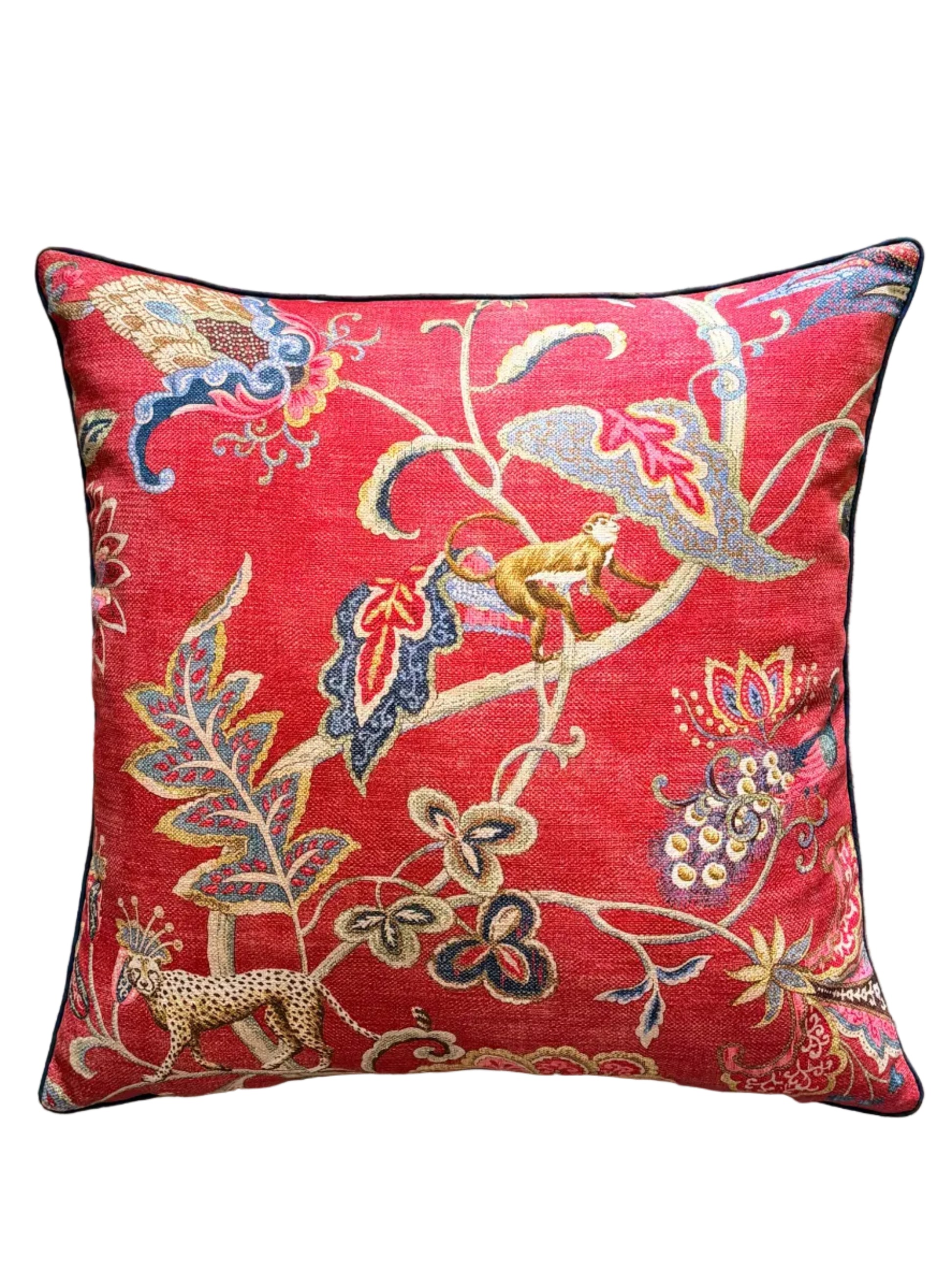 raspberry exotic monkey cushion