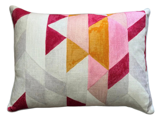 raspberry chevron lumbar cushion