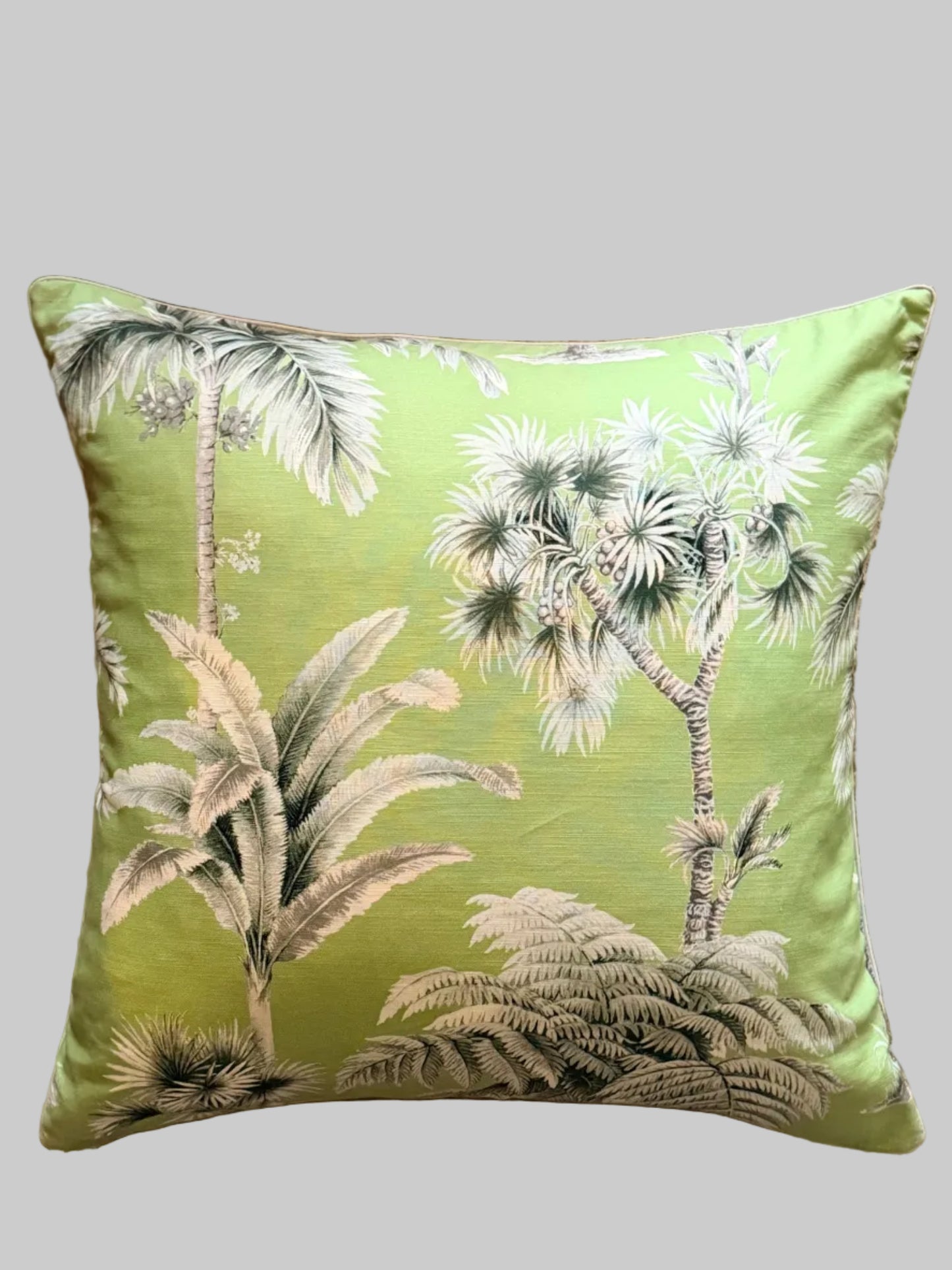 green vintage palm cushion