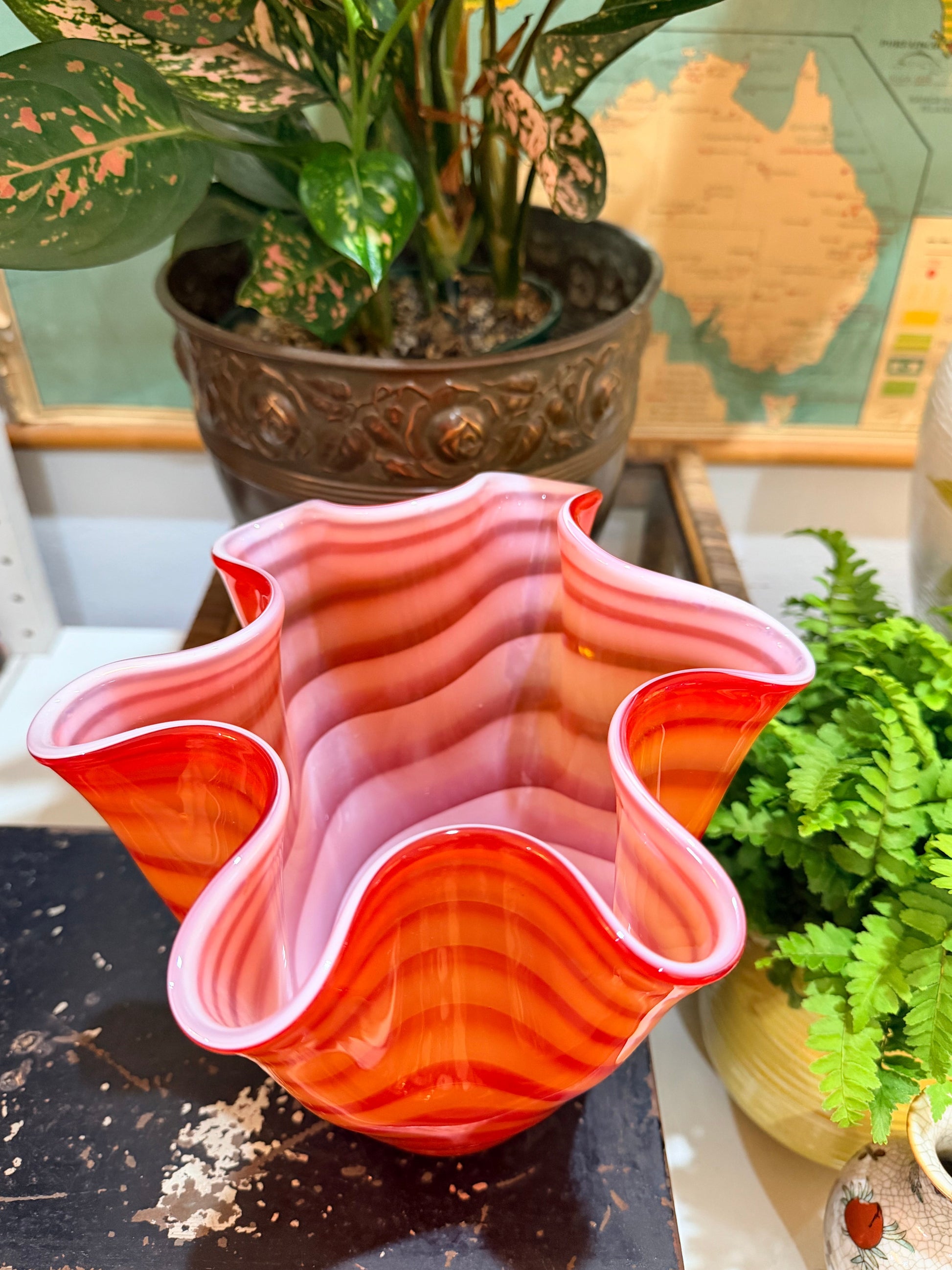 retro orange handkerchief vase