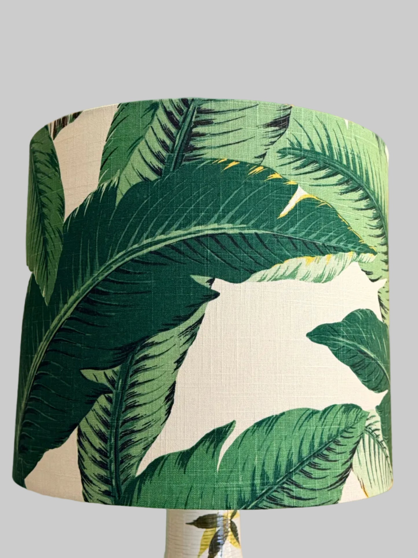 tropical banana leaf lampshade closeup