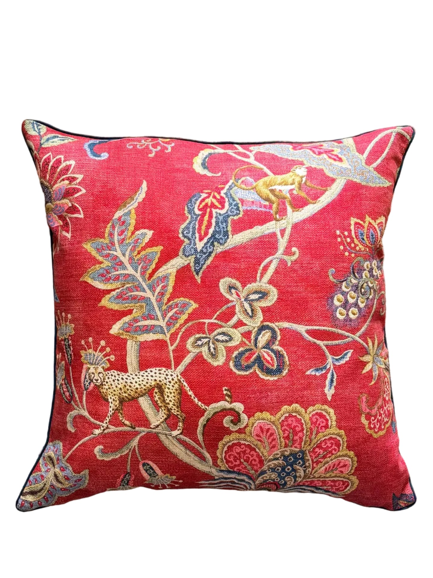 raspberry exotic leopard cushion
