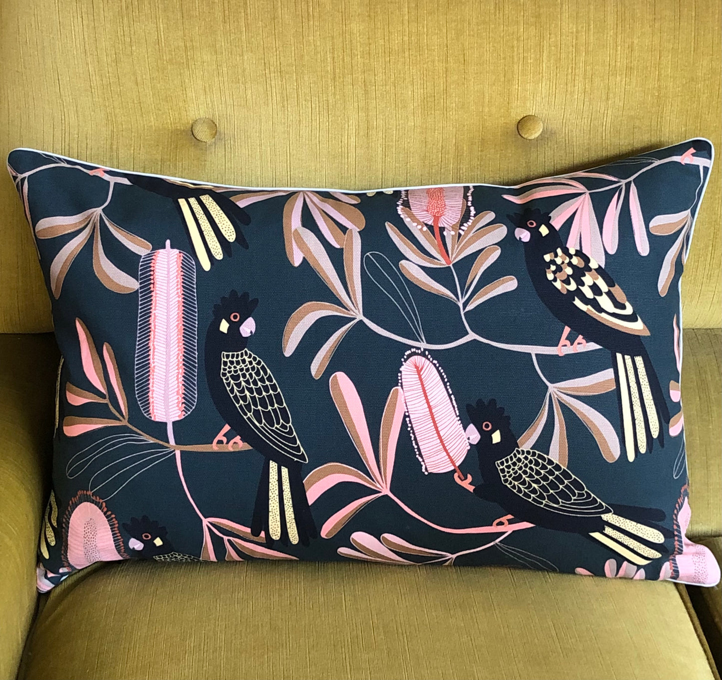 black cockatoo cushion