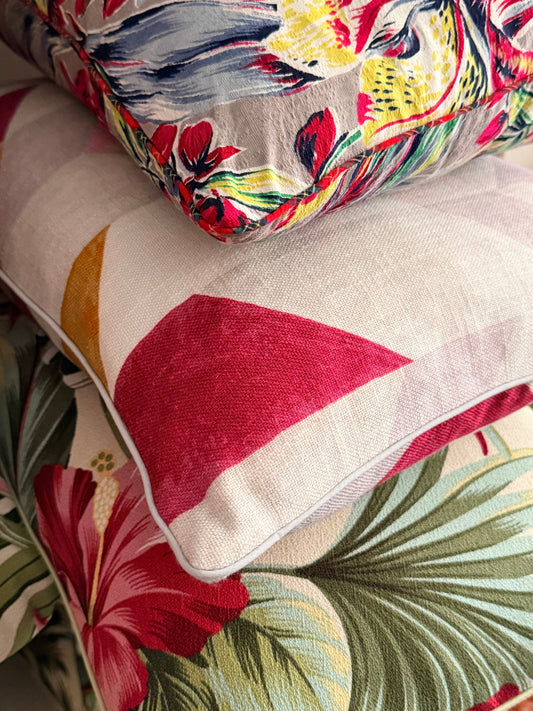 raspberry chevron cushions