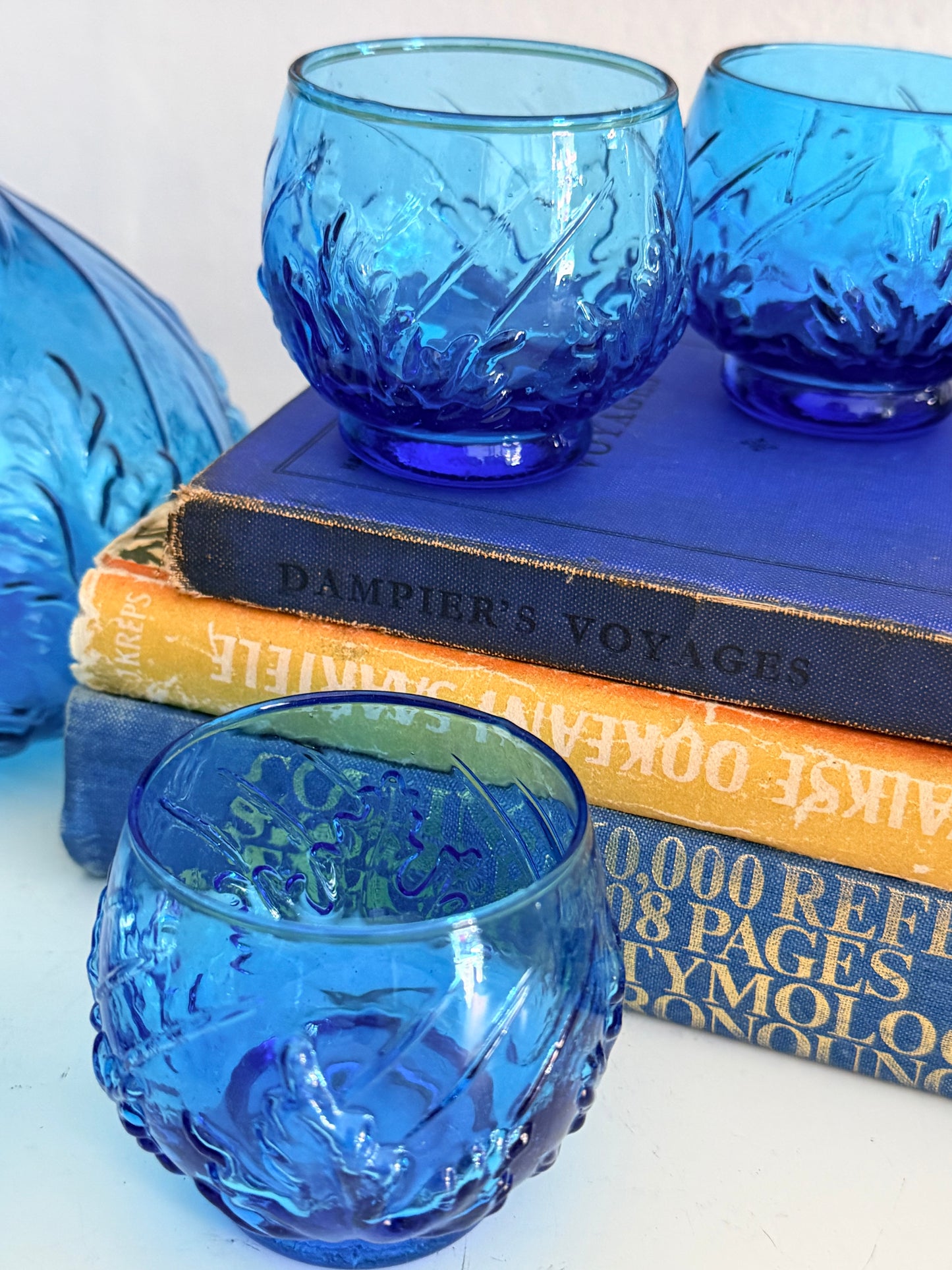 Vintage cobolt decanter and glasses