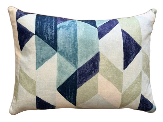 blue chevron lumbar cushion