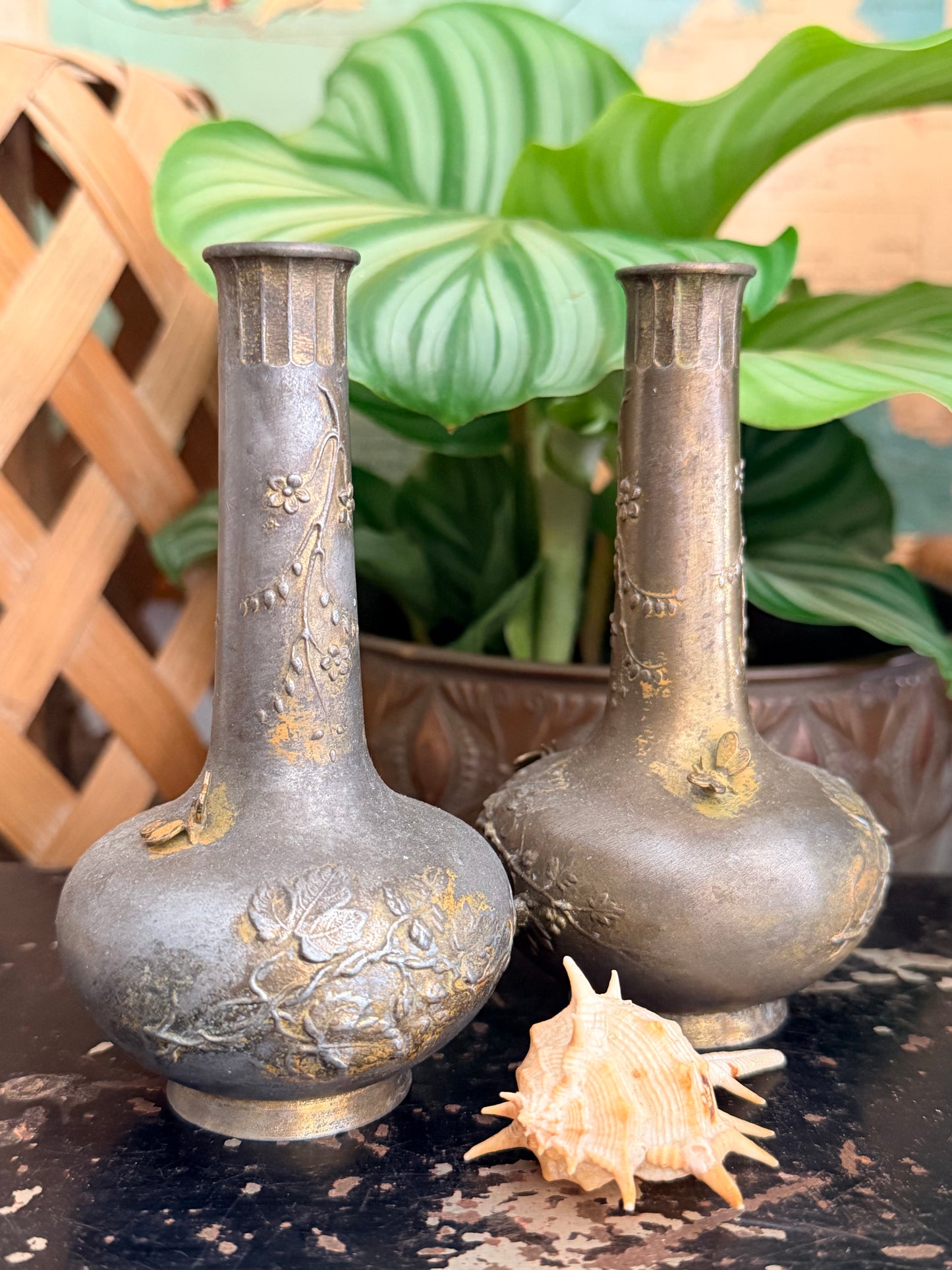 vintage japanese brass vases