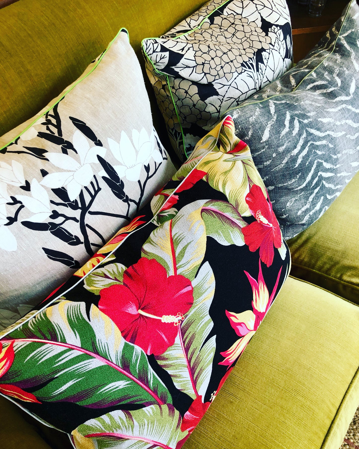 black magnolia cushions