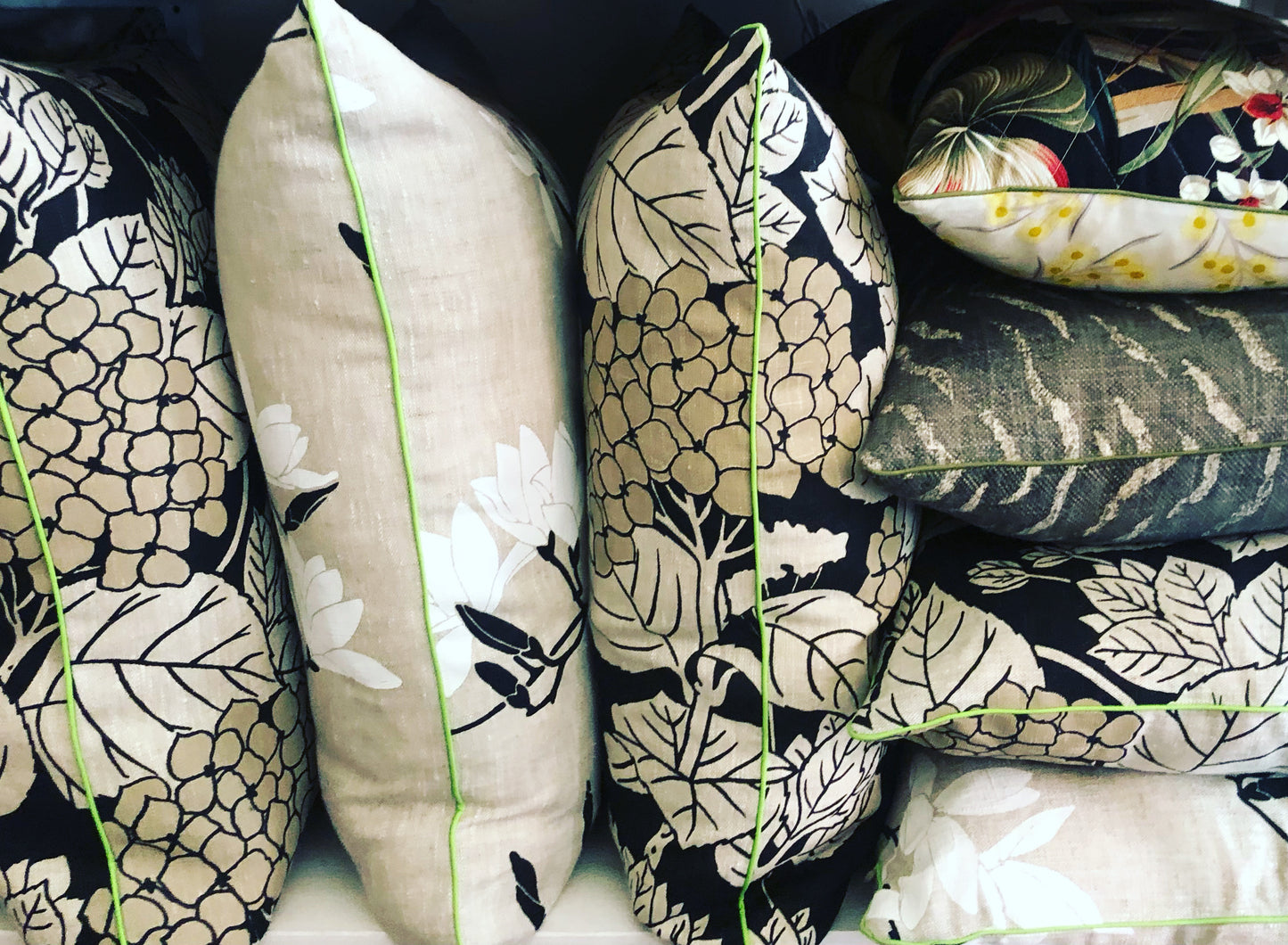 black magnolia cushions