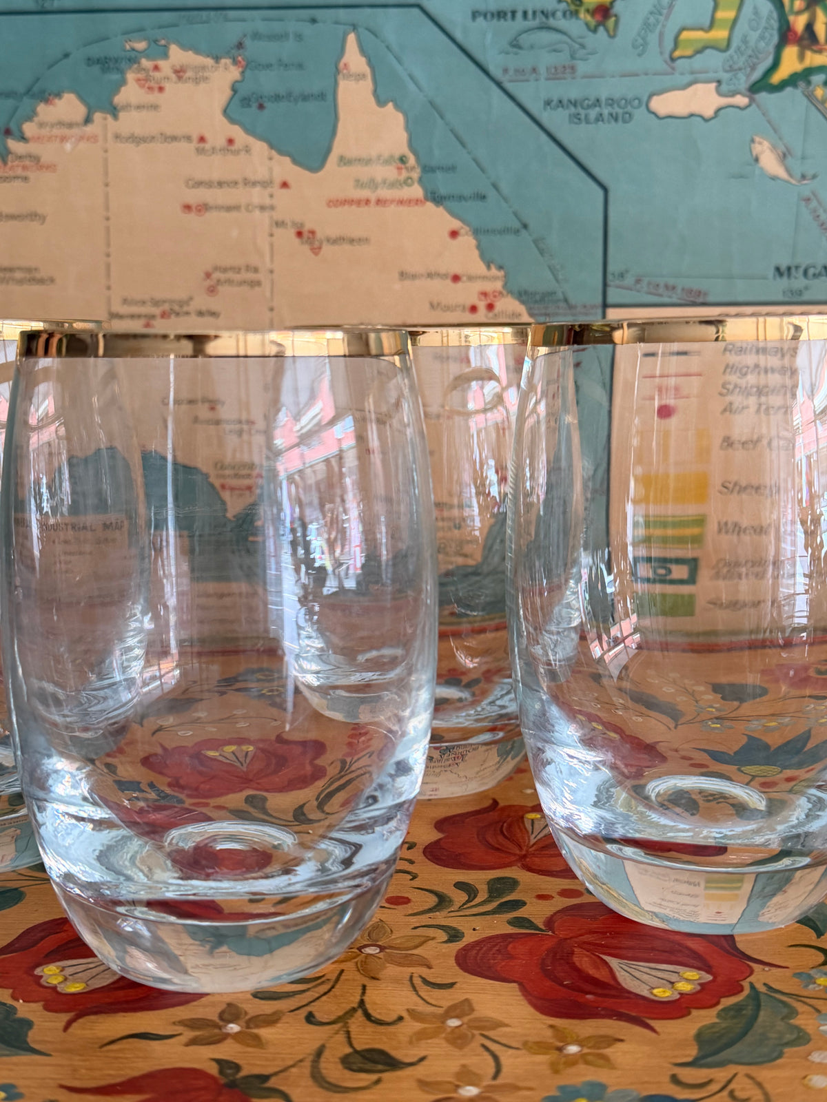 Retro Gold Rimmed Glasses | Set of 4