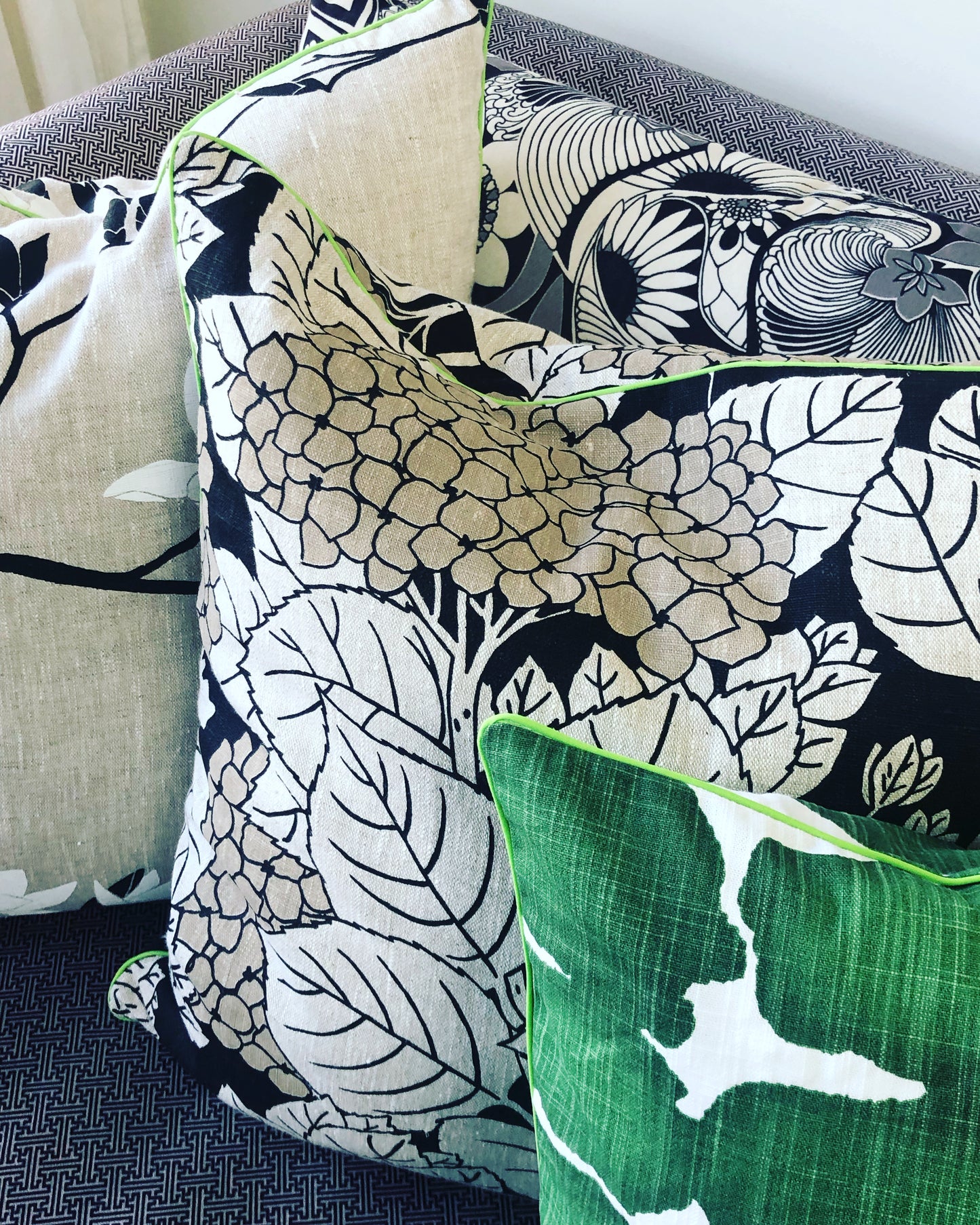 black magnolia cushions