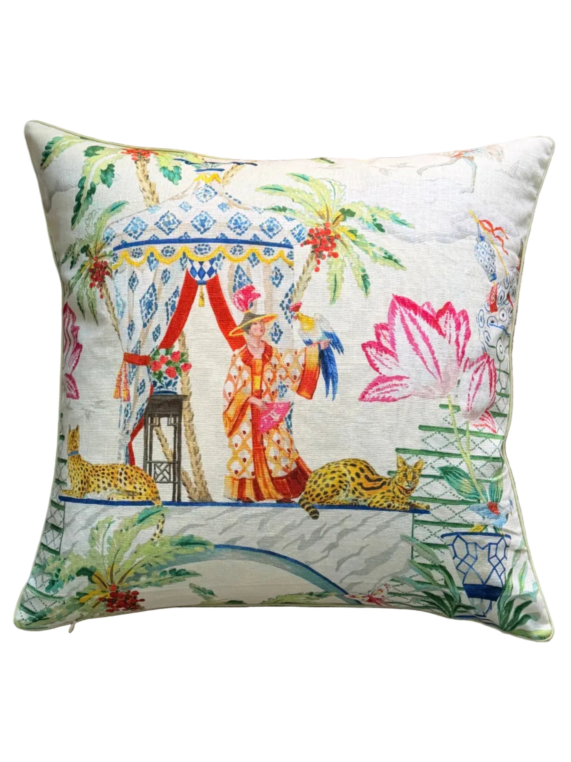 large chinoiserie pagoda cushion