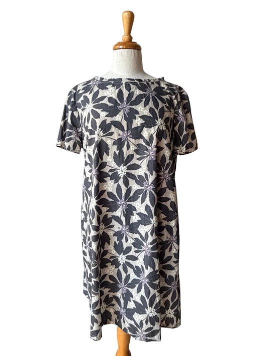 julia dress charcoal leaf