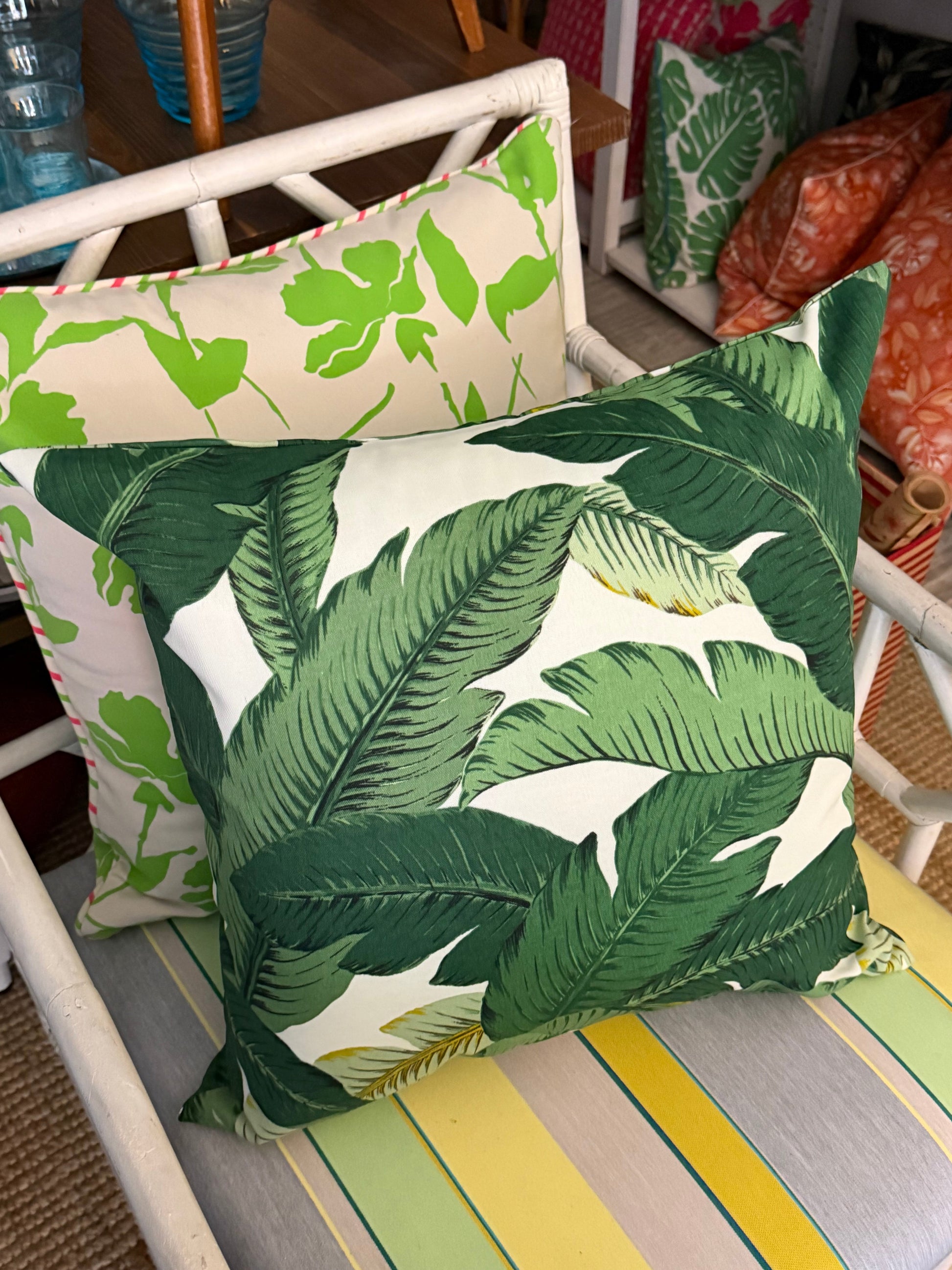 tropical banana leaf outdoor cushion
