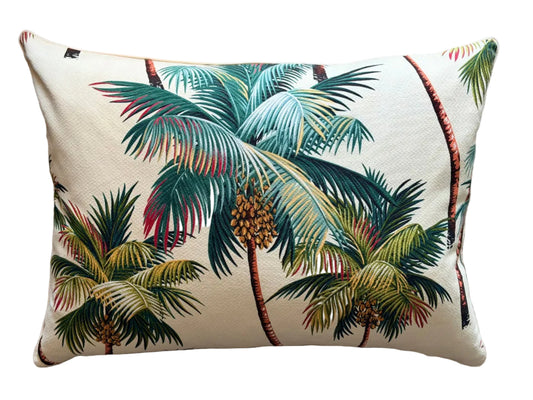 hawaiian palm tree barkcloth lumbar cushioon