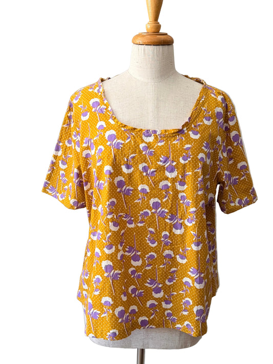 mustard floral top