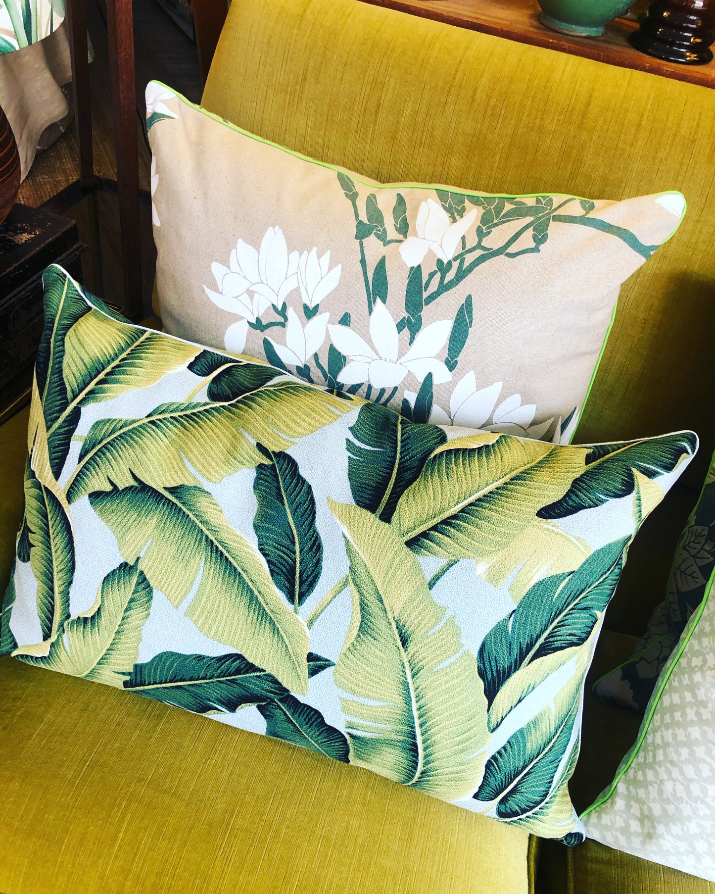 sage magnolia cushions