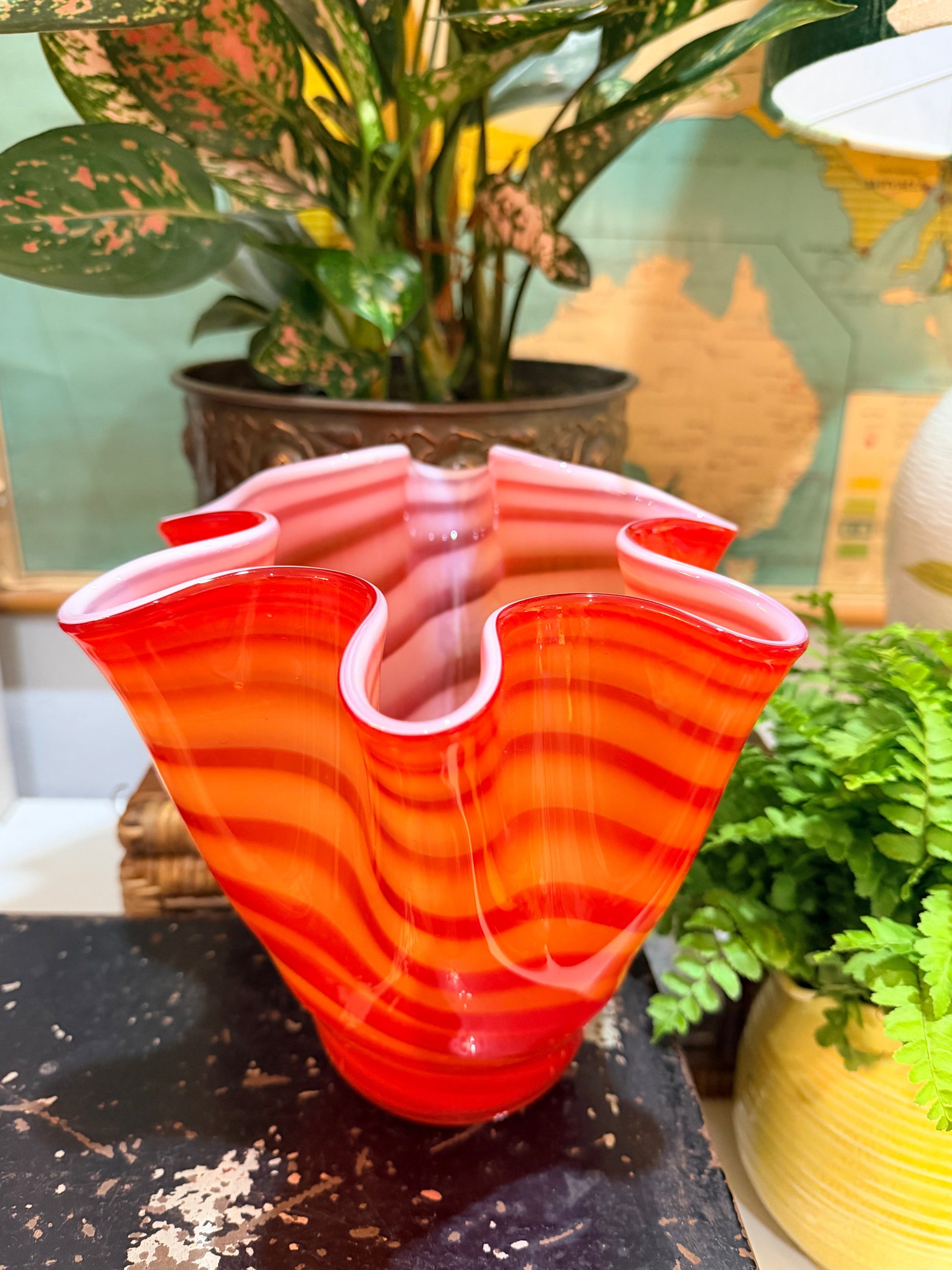 retro orange handkerchief vase